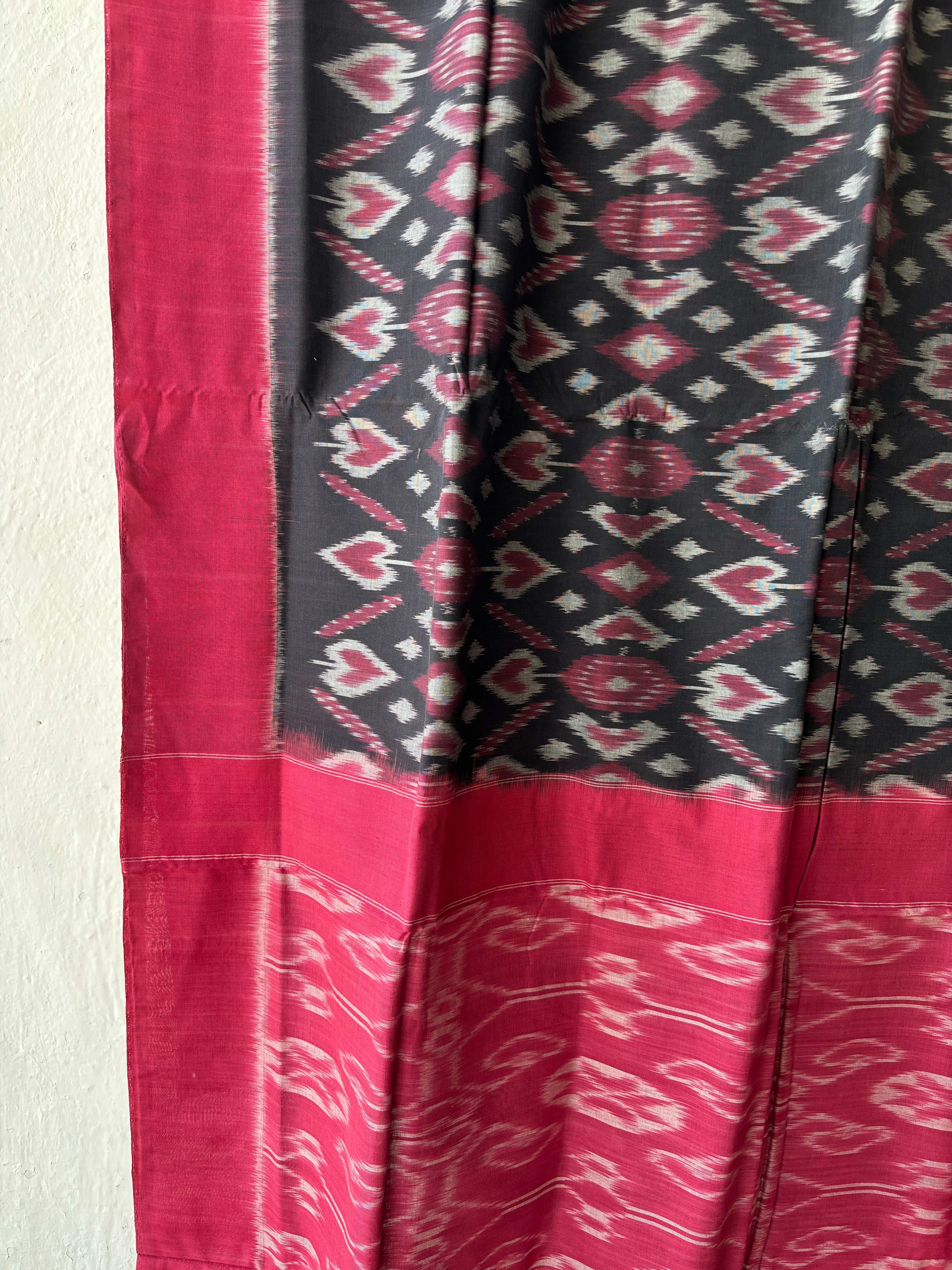 Patola Ikat Cotton Black  Saree