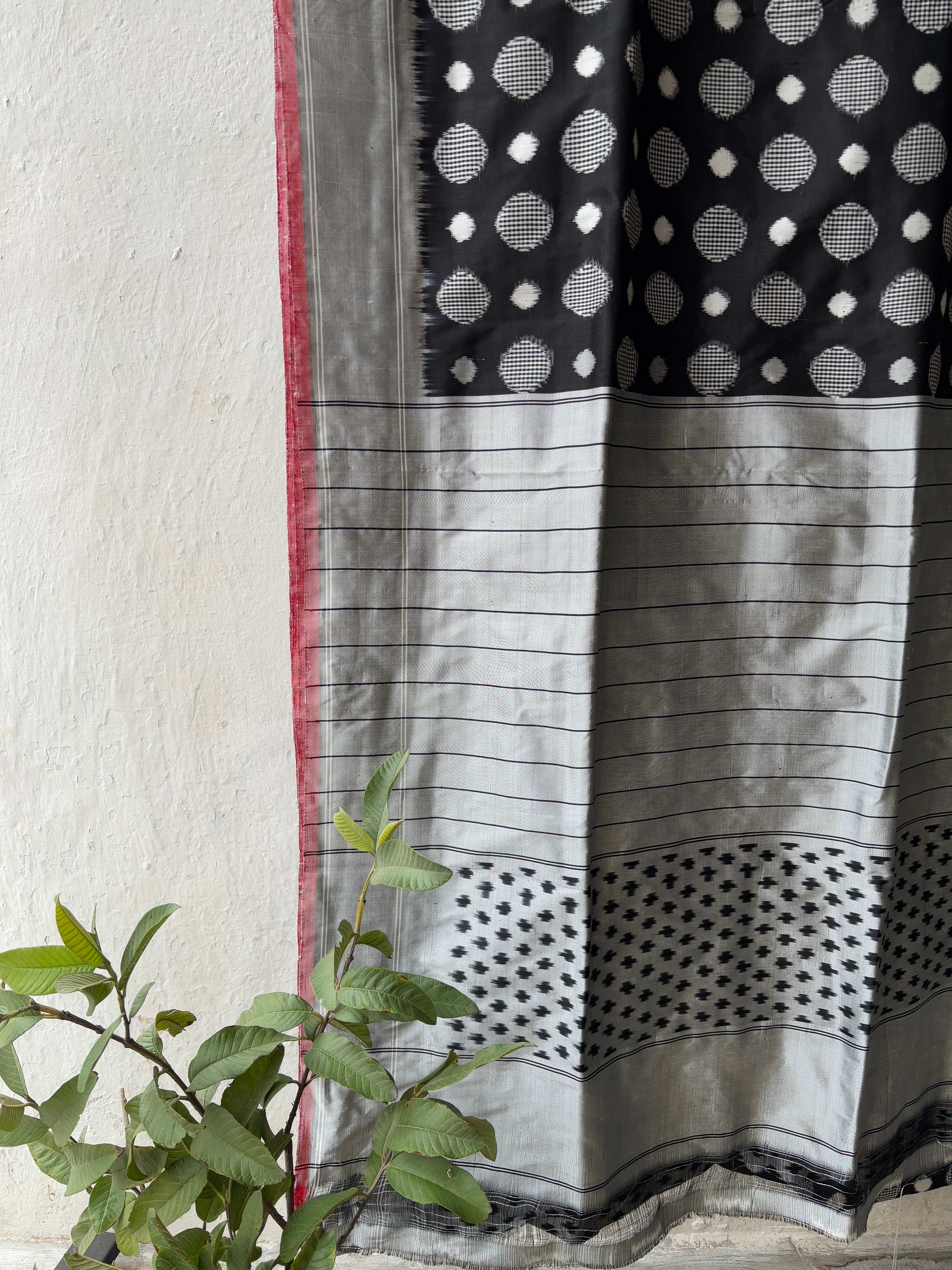 Polka Weave Double Ikat Silk Saree