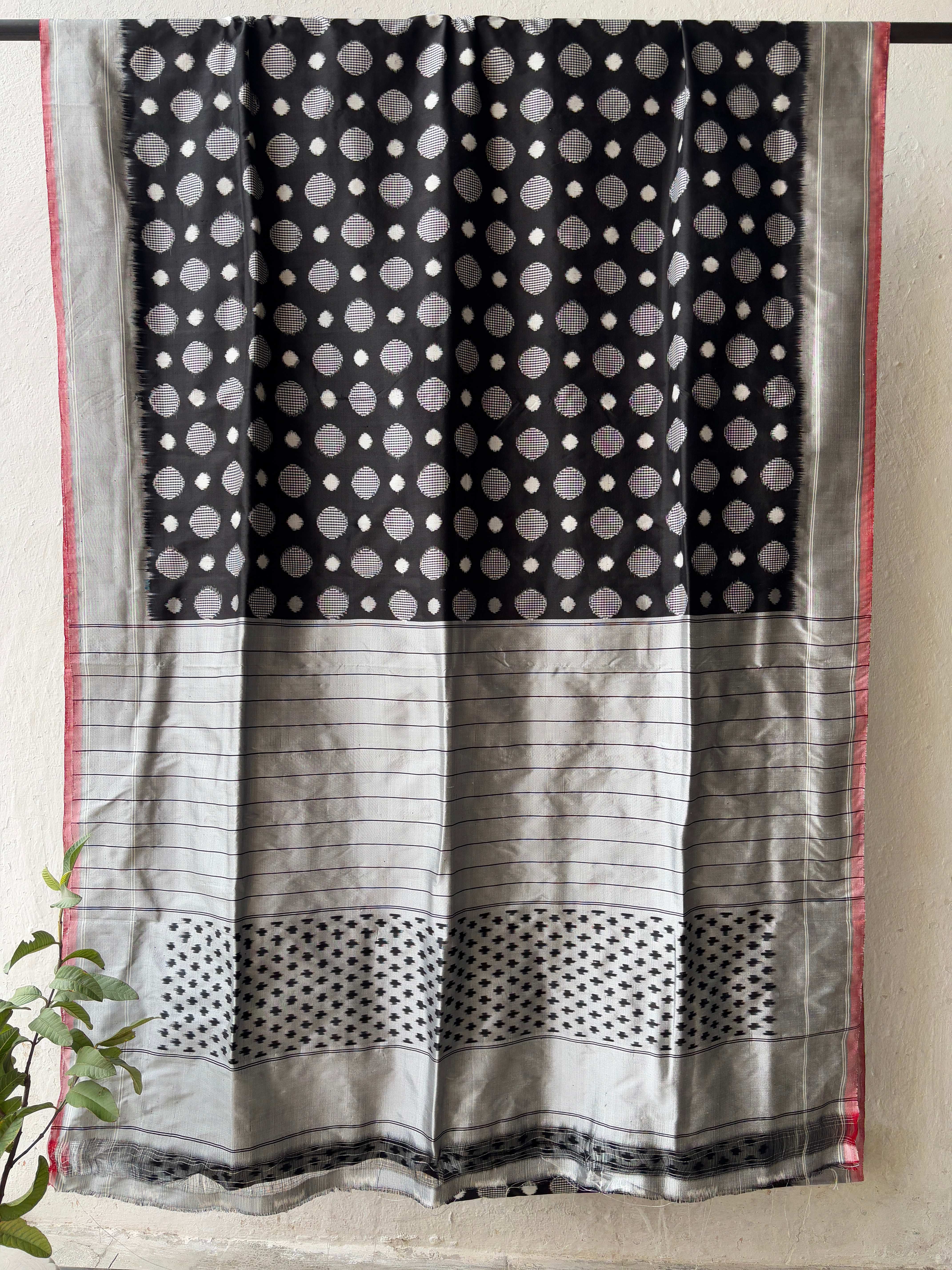 Polka Weave Double Ikat Silk Saree