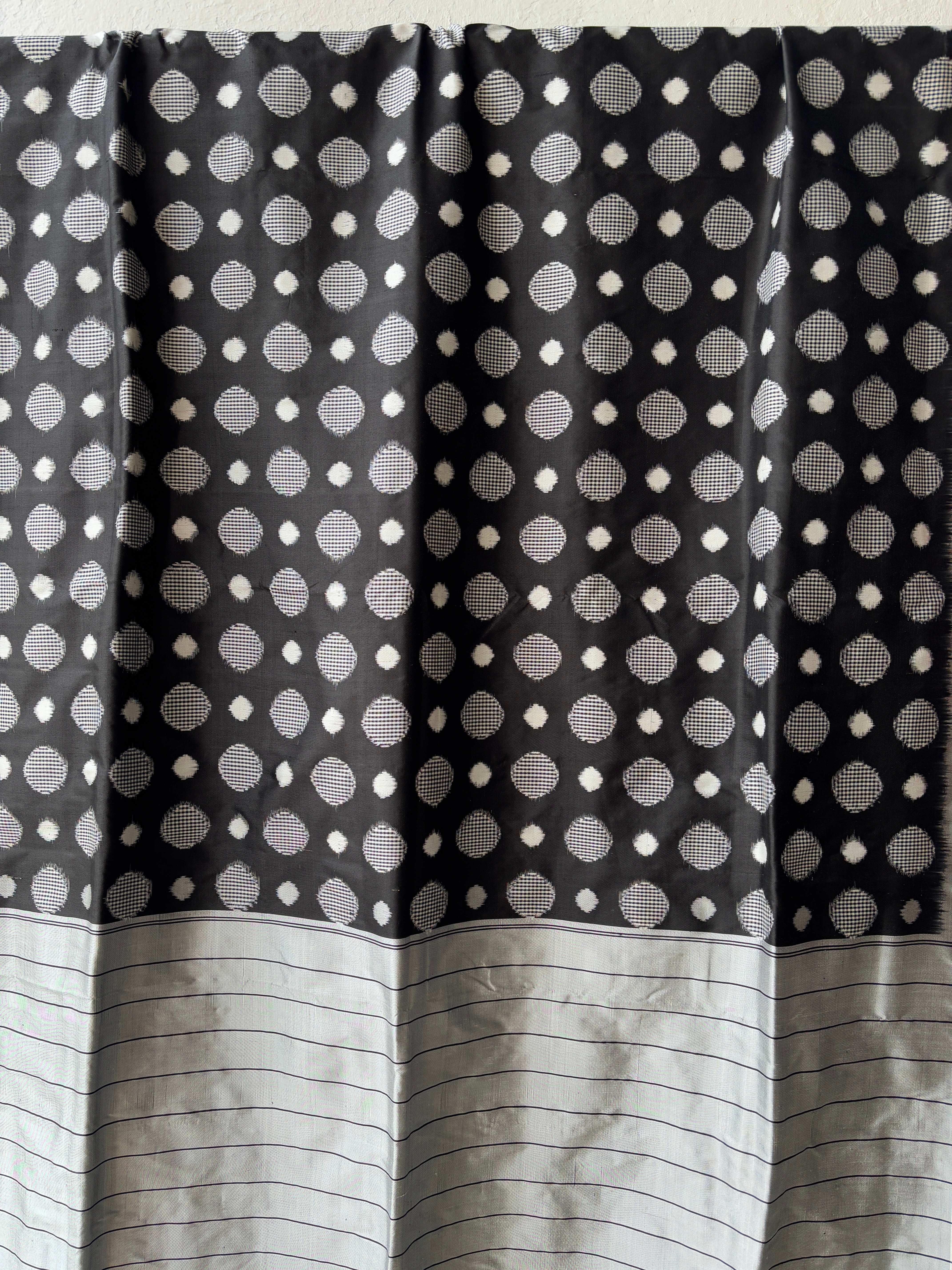 Polka Weave Double Ikat Silk Saree