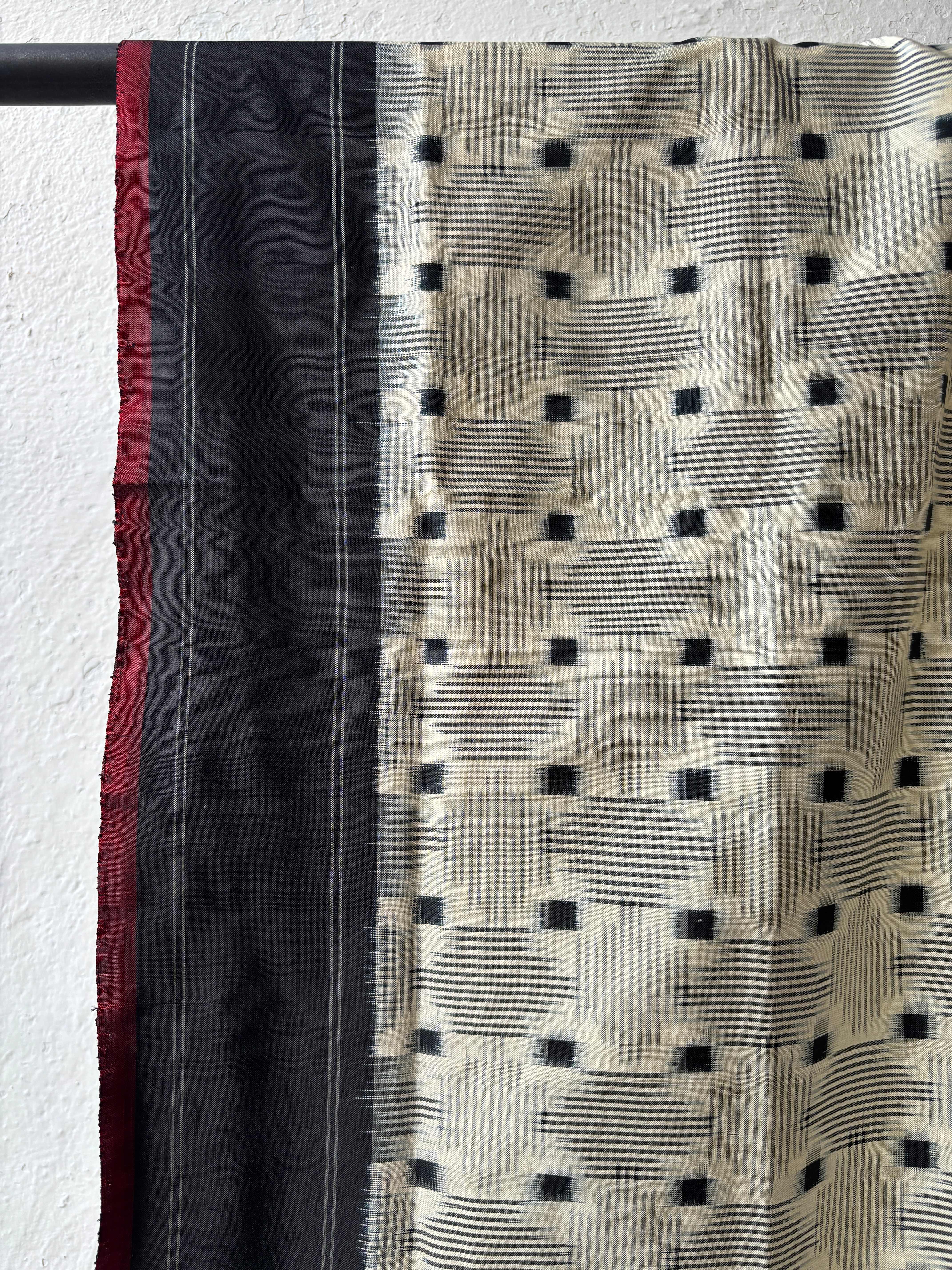 Cream Ikat Silk Saree