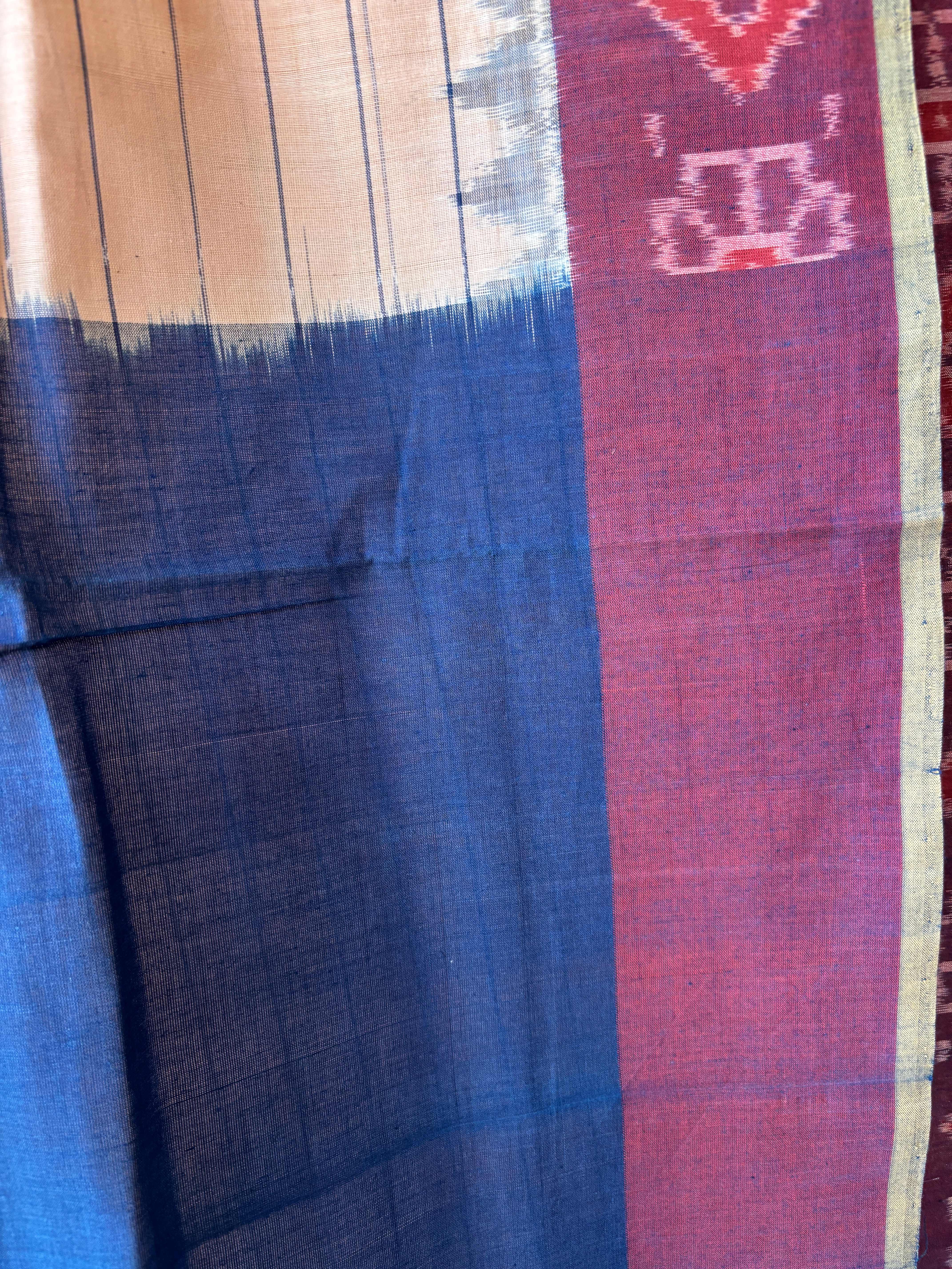 Natural DyesBorder ikat Cotton Saree