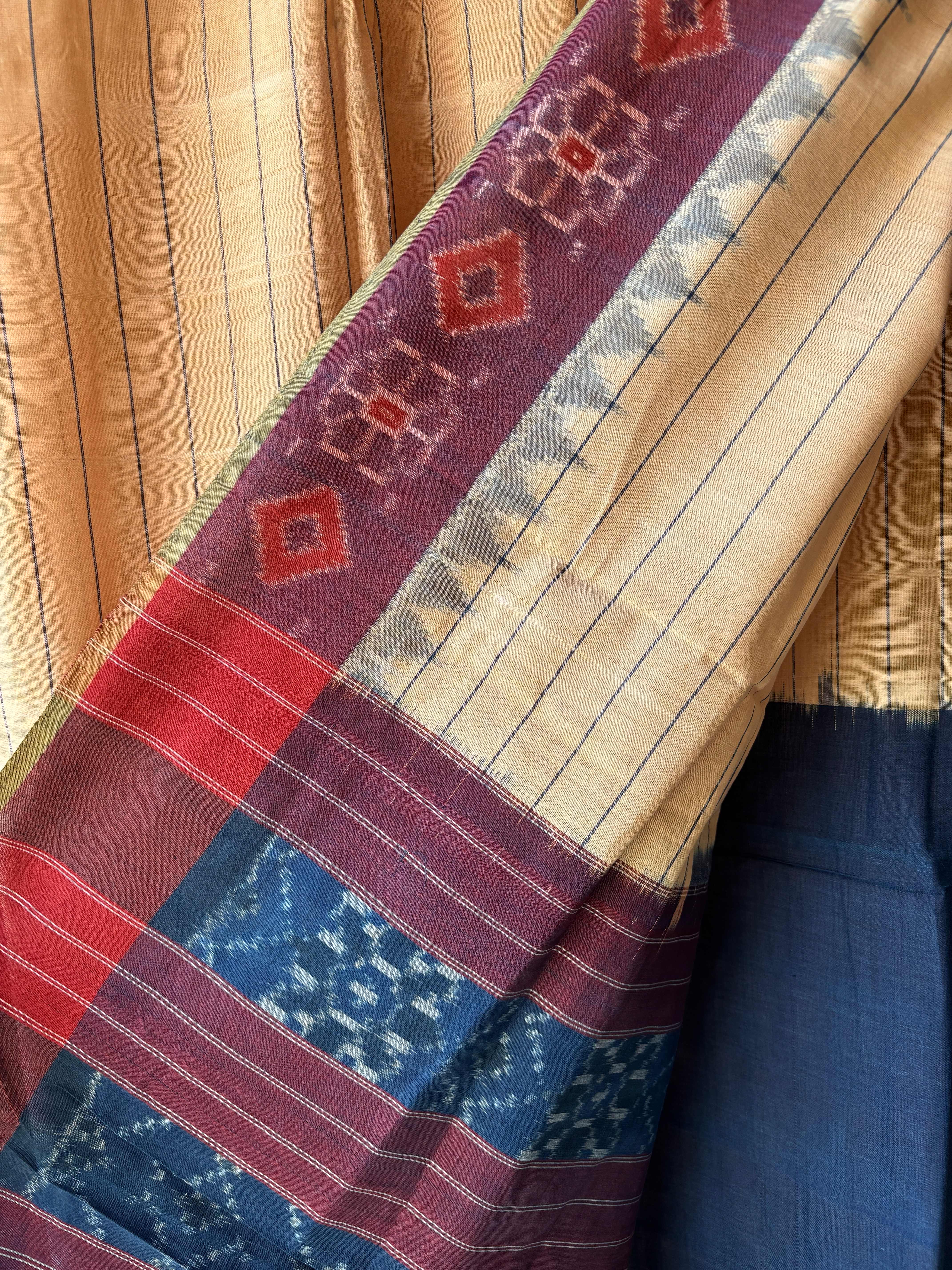 Natural DyesBorder ikat Cotton Saree
