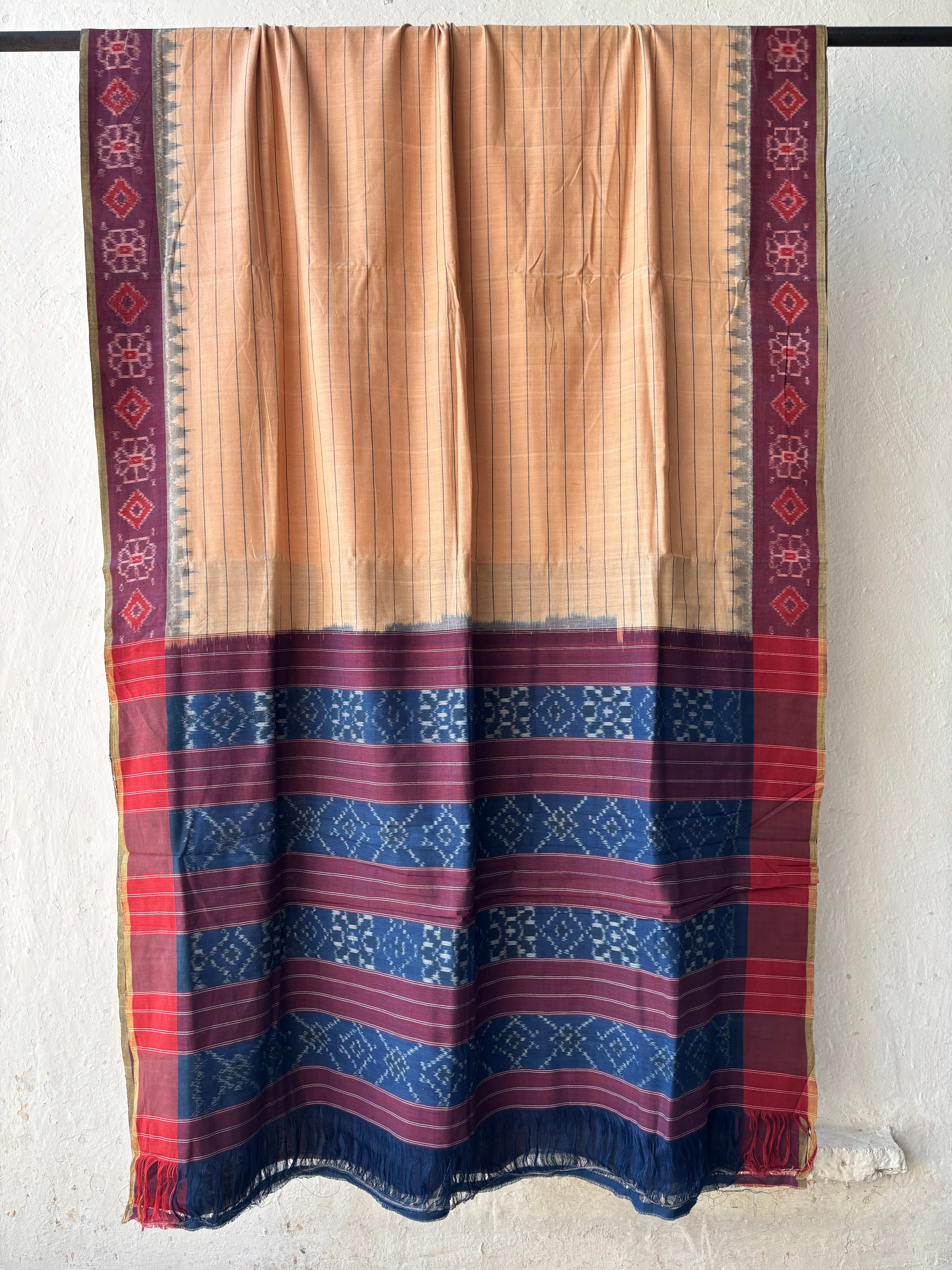 Natural DyesBorder ikat Cotton Saree