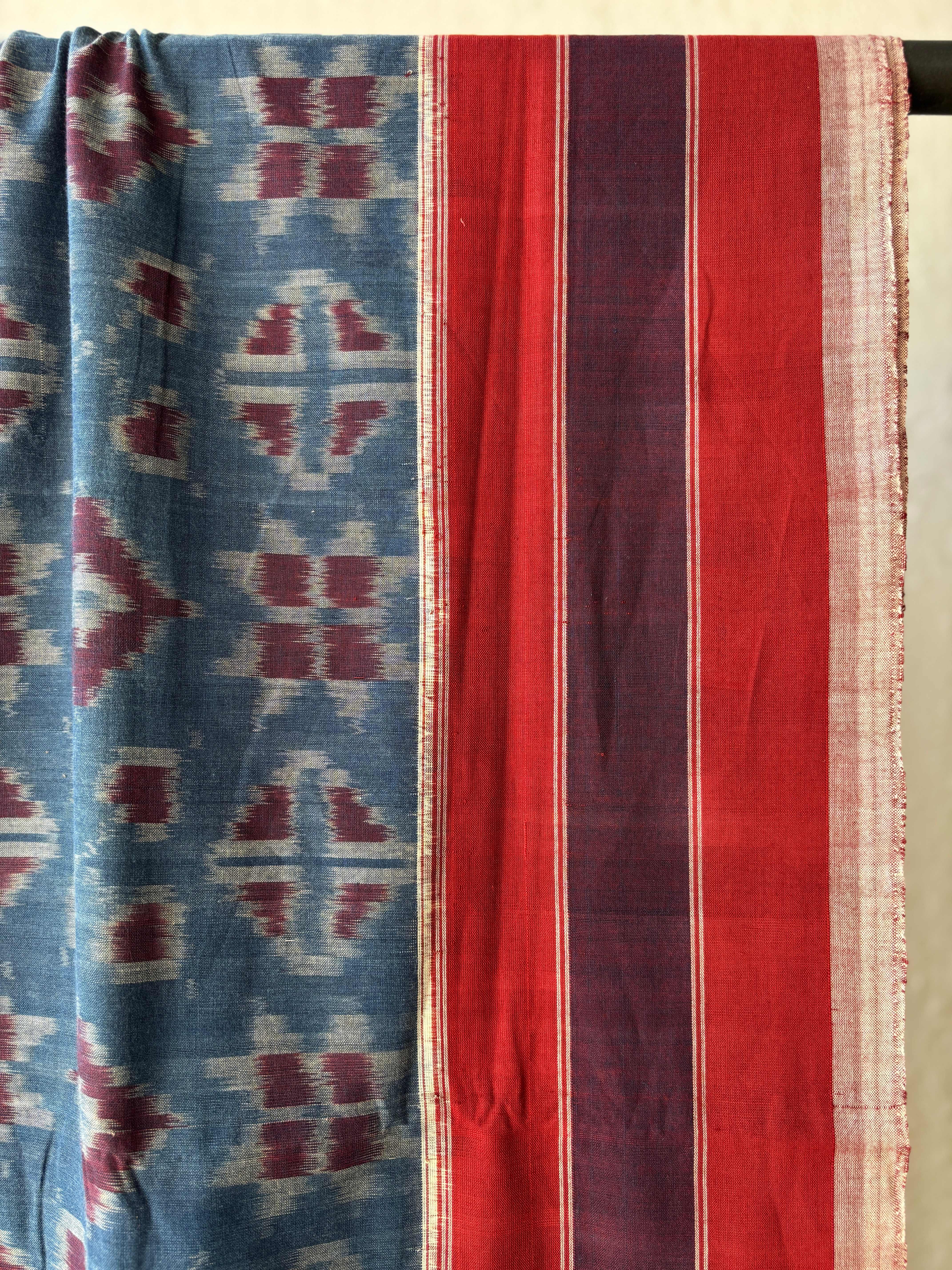 Natural Dyes Cotton Teliya Rumal Single ikat Saree