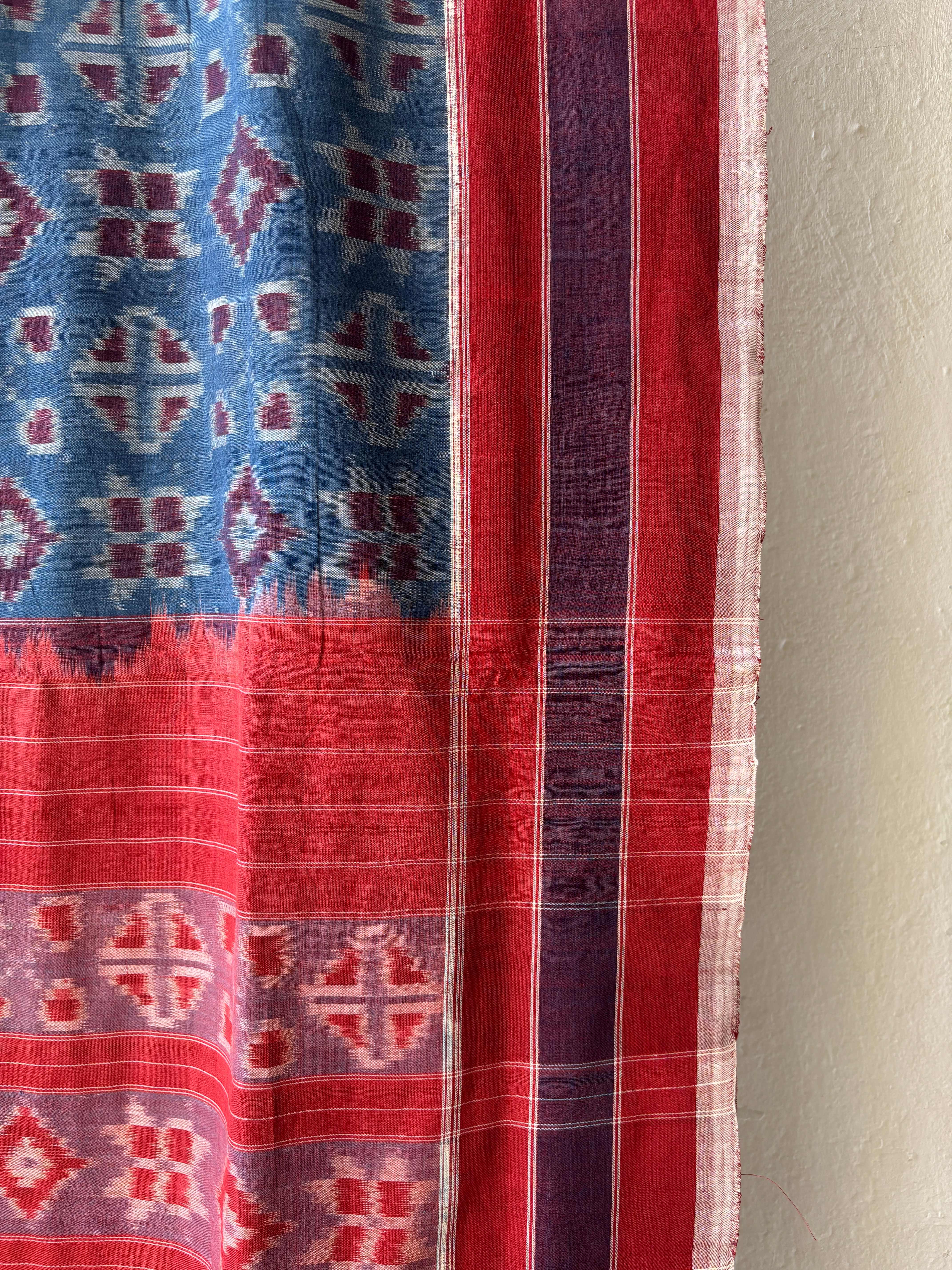 Natural Dyes Cotton Teliya Rumal Single ikat Saree