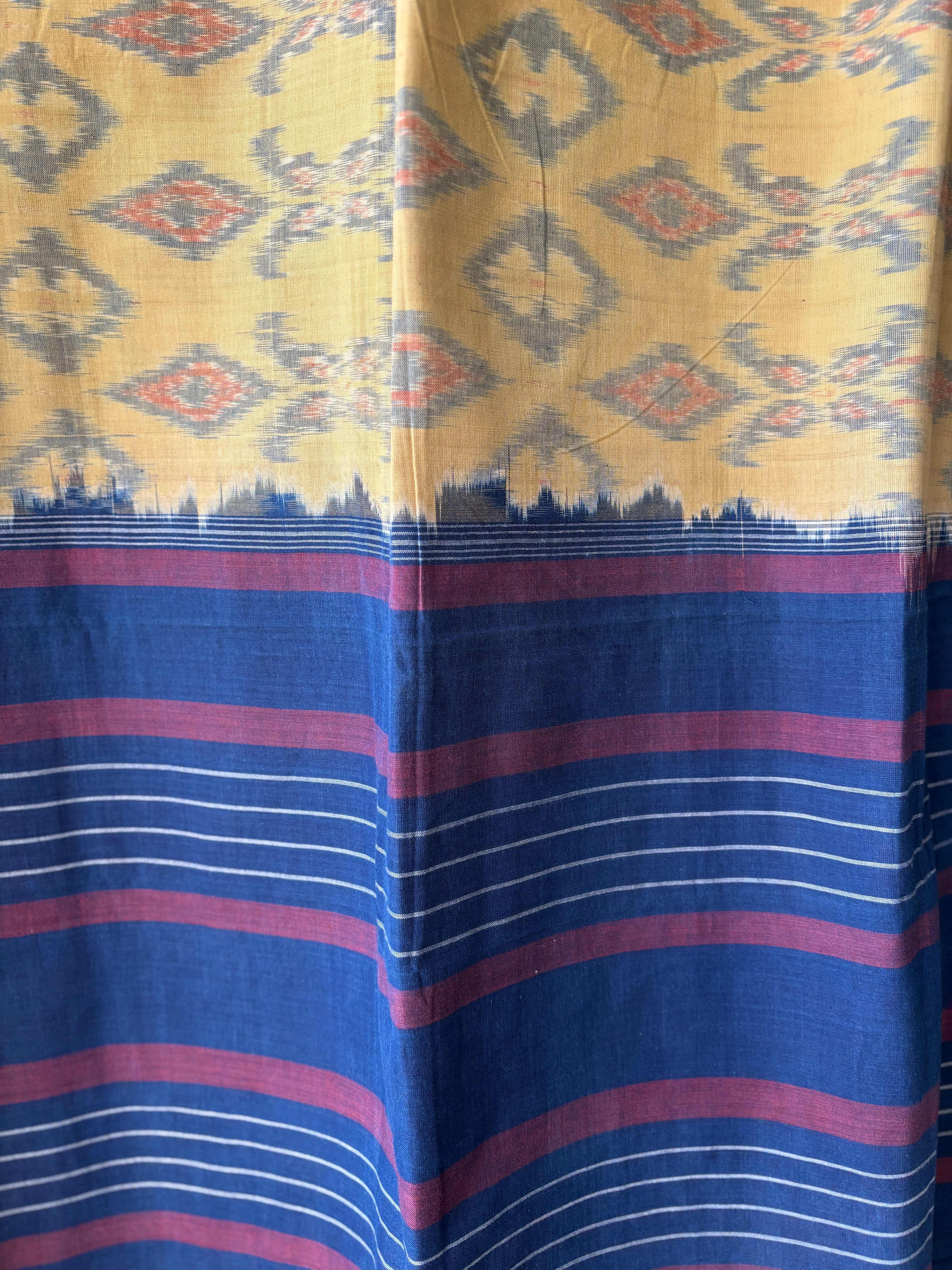 Natural Dyes Cotton ikat Diamond motif Ikat saree