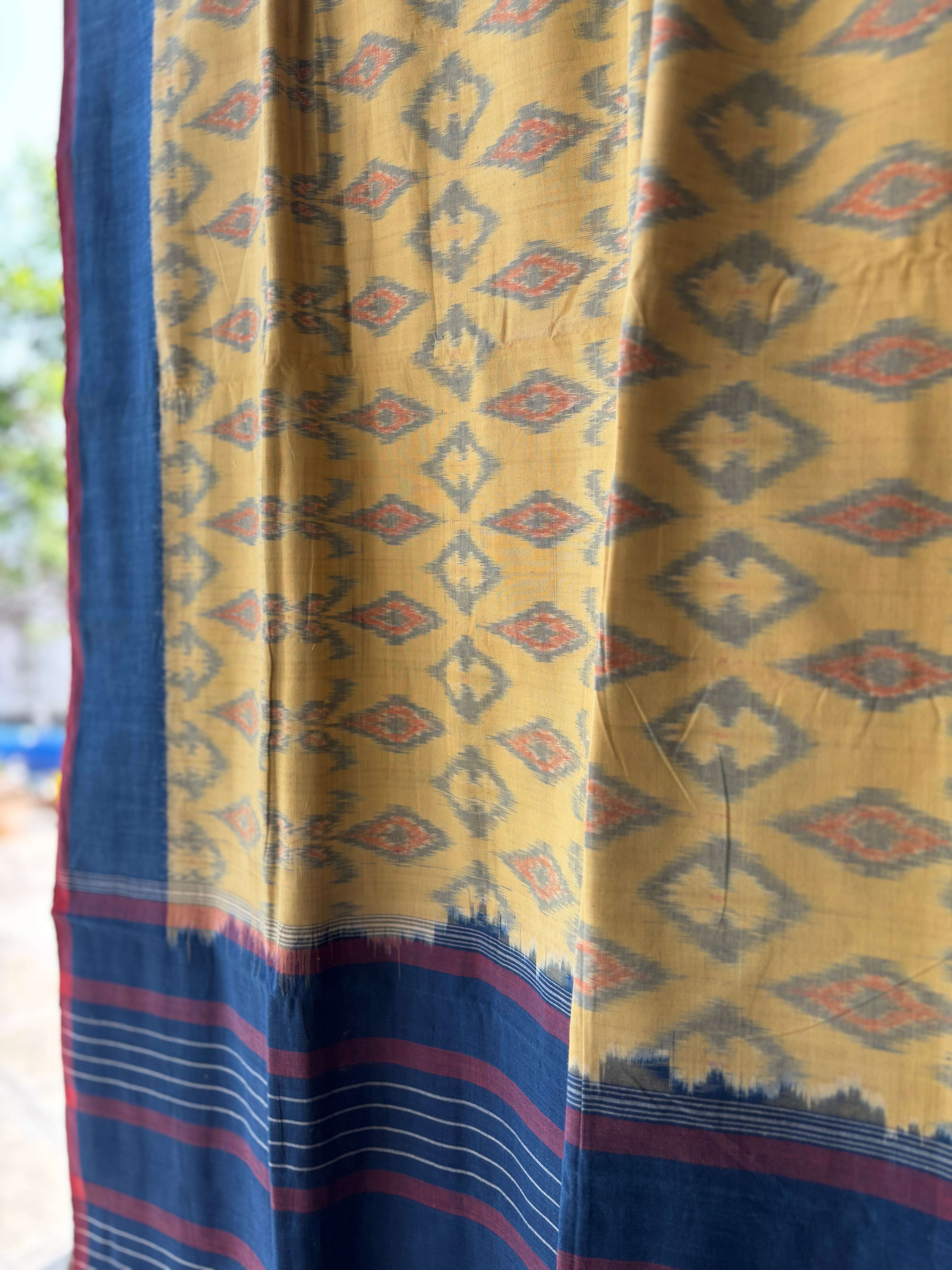 Natural Dyes Cotton ikat Diamond motif Ikat saree