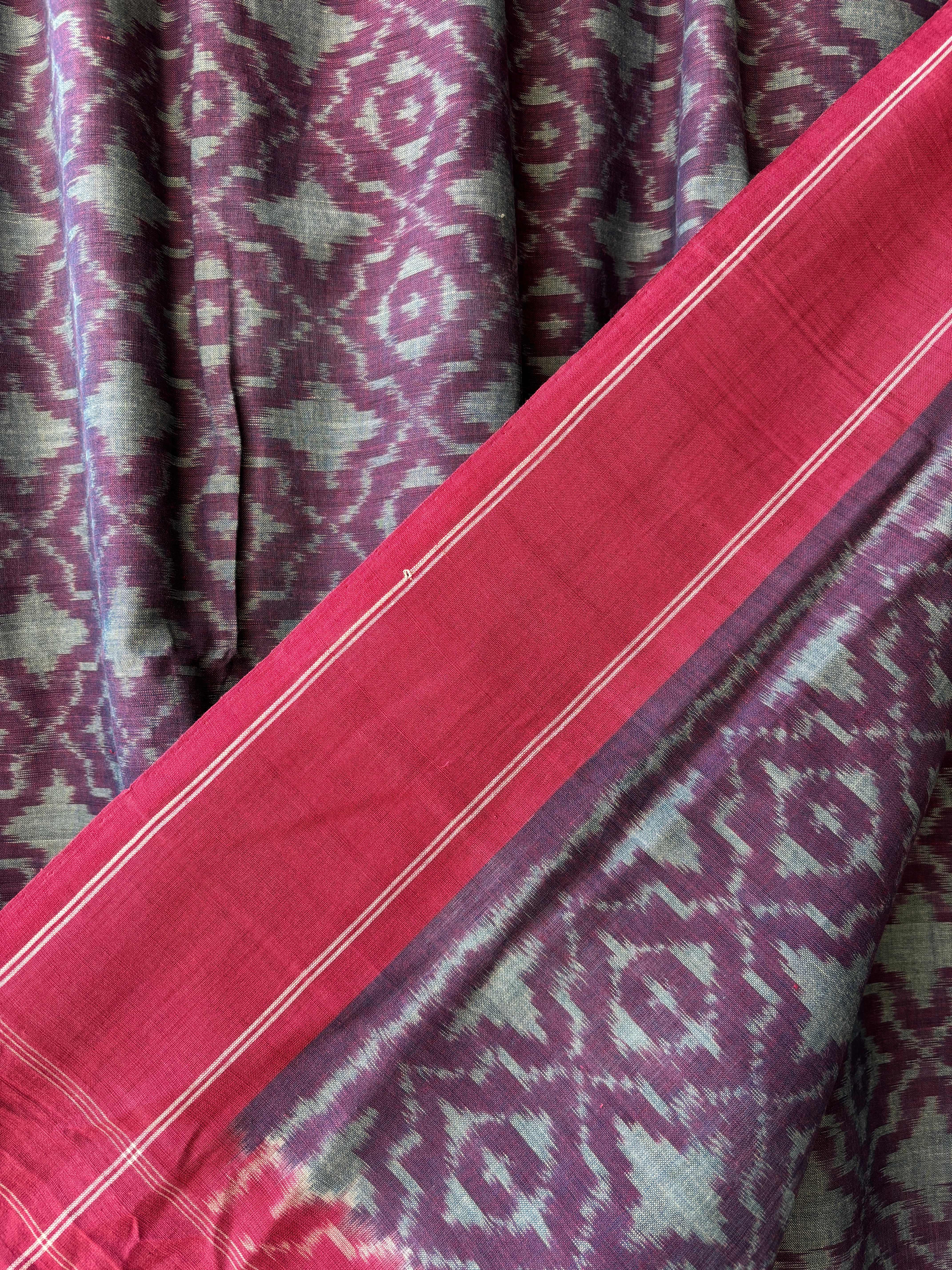 Natural Dyes Cotton ikat Saree Flower Motif