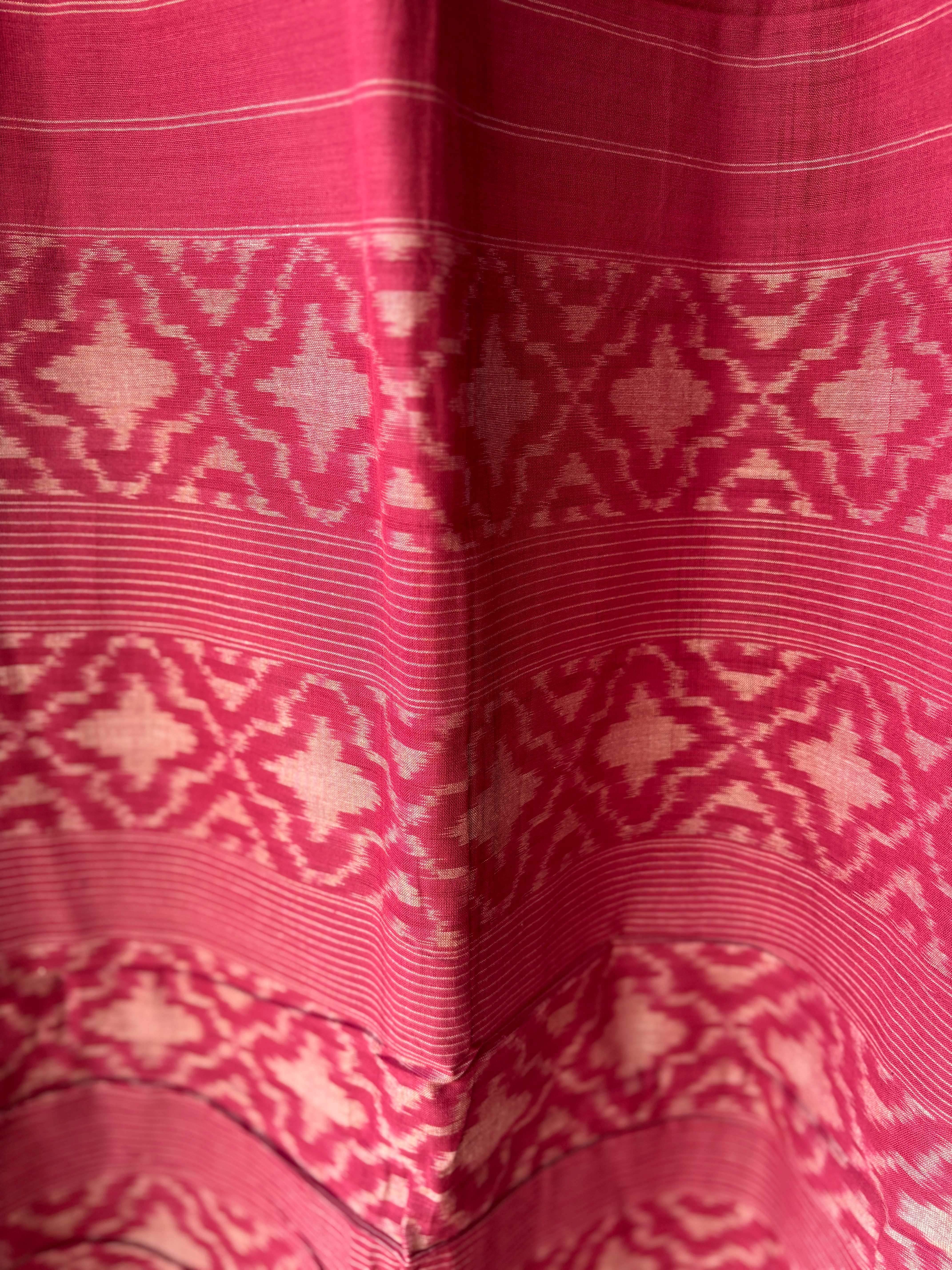 Natural Dyes Cotton ikat Saree Flower Motif