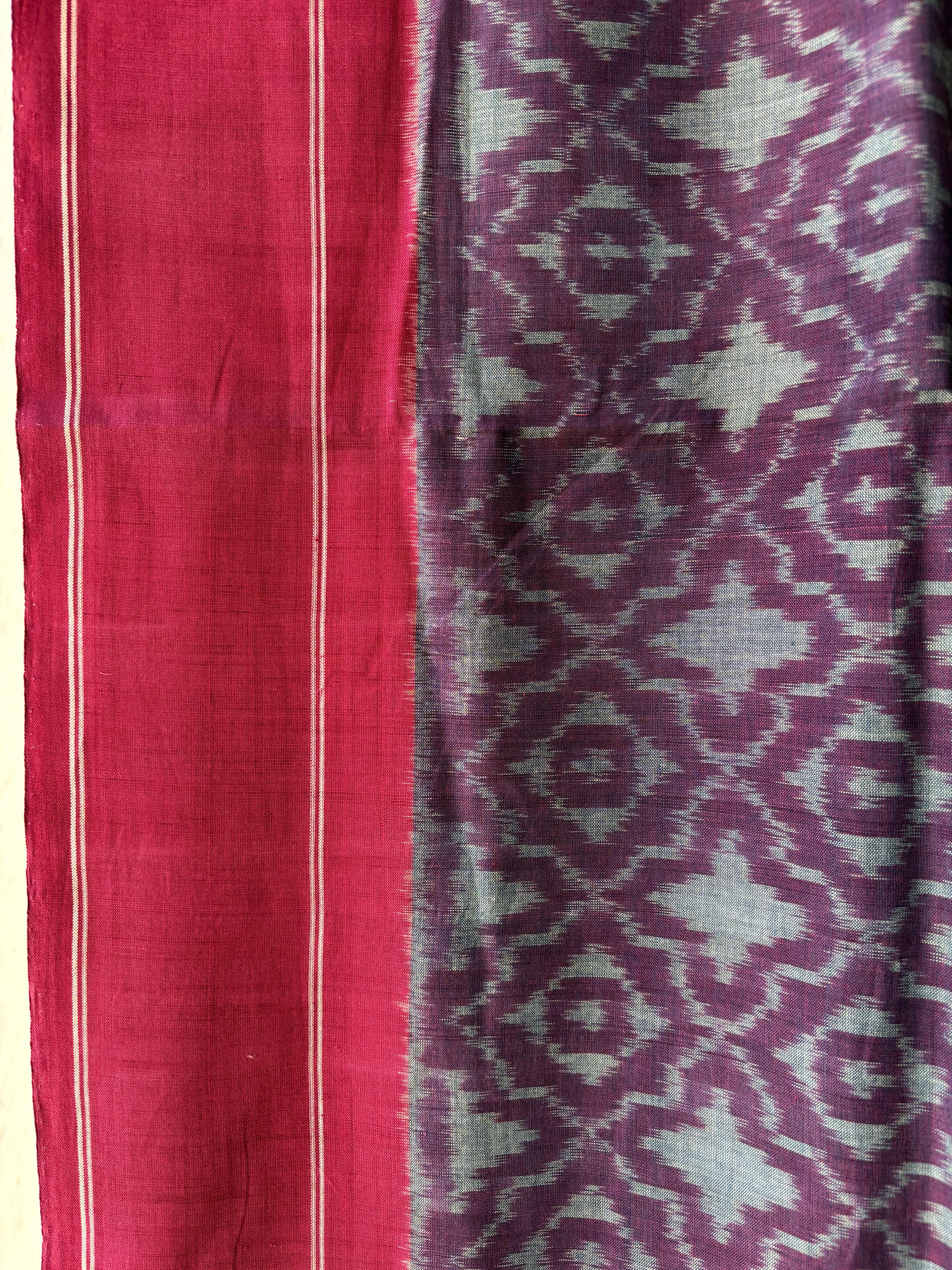 Natural Dyes Cotton ikat Saree Flower Motif