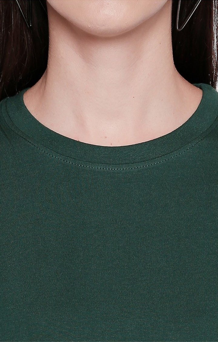 creativeideas.store |  Green Round Neck T-shirt for Women 4