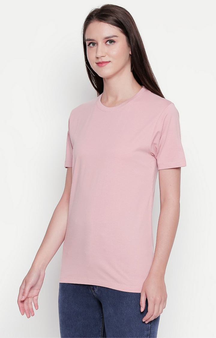 creativeideas.store | Baby Pink Round Neck T-shirt for Women  2