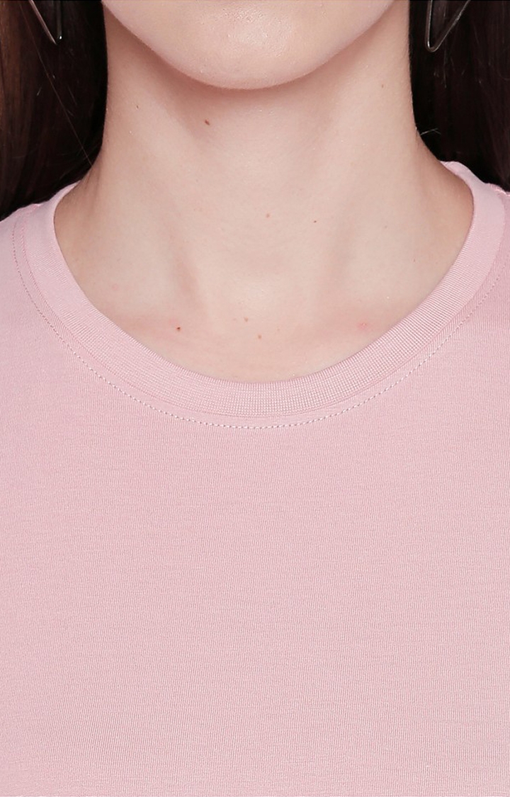 creativeideas.store | Baby Pink Round Neck T-shirt for Women  4