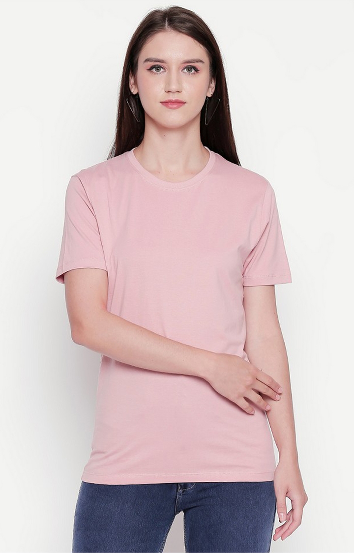 creativeideas.store | Baby Pink Round Neck T-shirt for Women  0