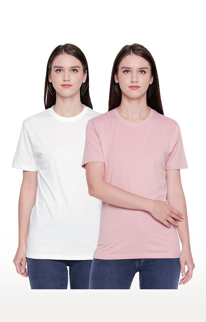 creativeideas.store |  White and Pink Round Neck T-shirt for Women 0