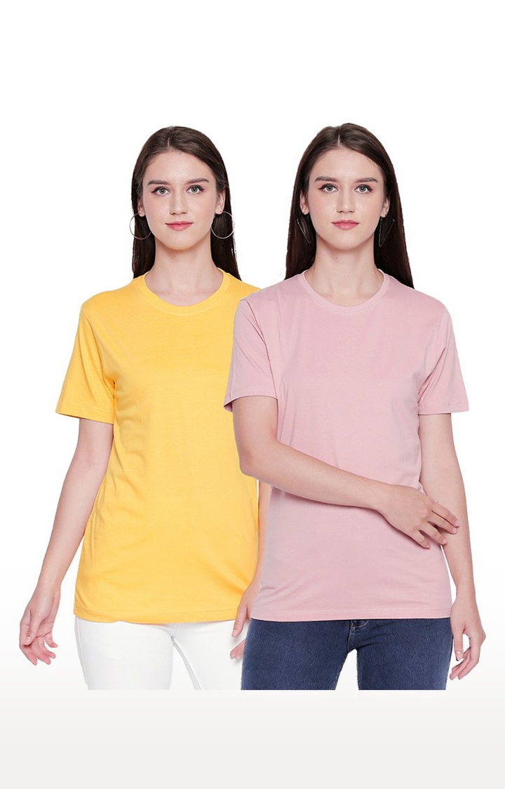 creativeideas.store |  Yellow and Pink Round Neck T-shirt for Women 0