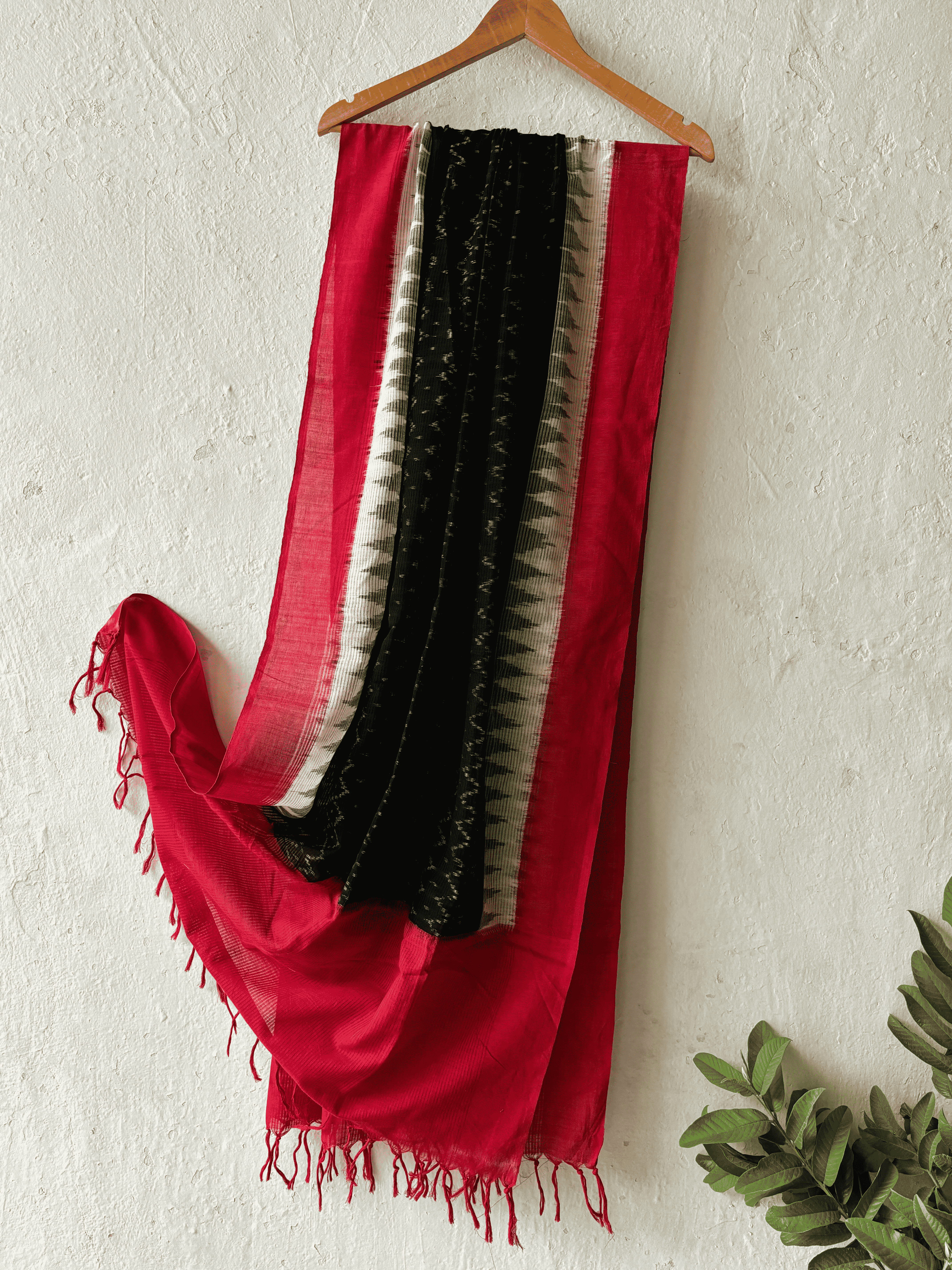 Cotton Black Warp Ikat Duppata