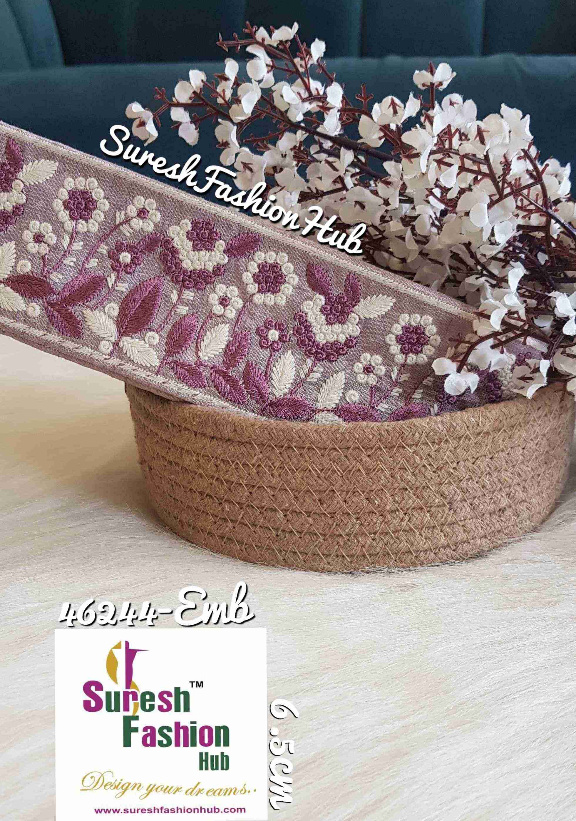 The Flower Garden Pink Embroidered Trim