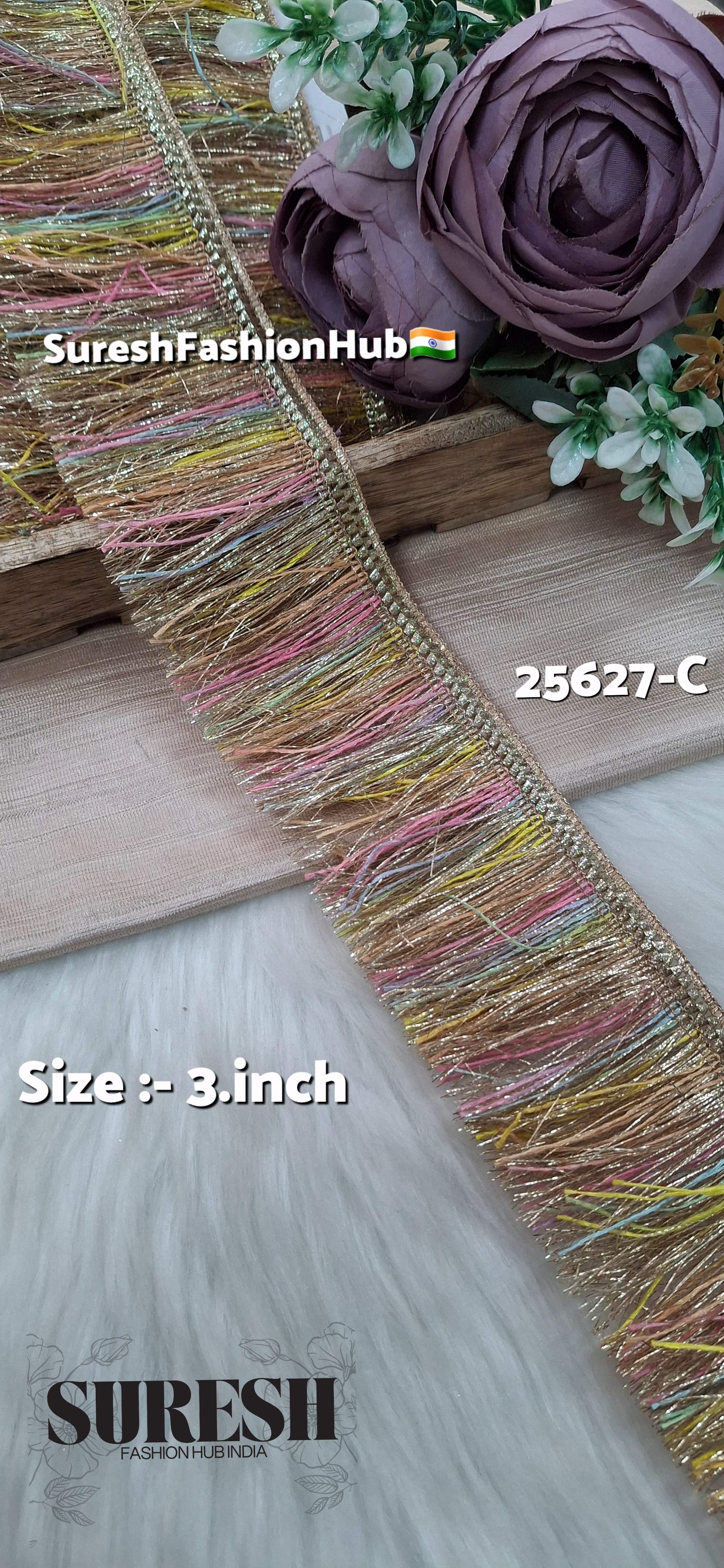 Light Multicolor Badla Fringe Jhalar Lace