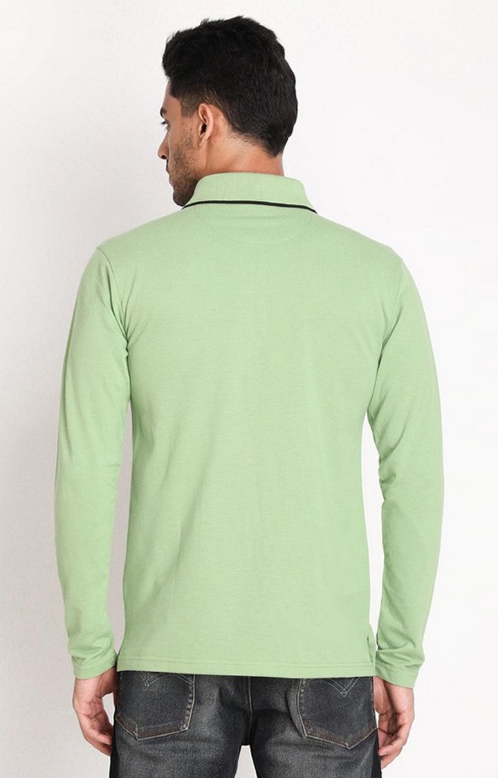 Men's Green Solid Polycotton Polo T-Shirt