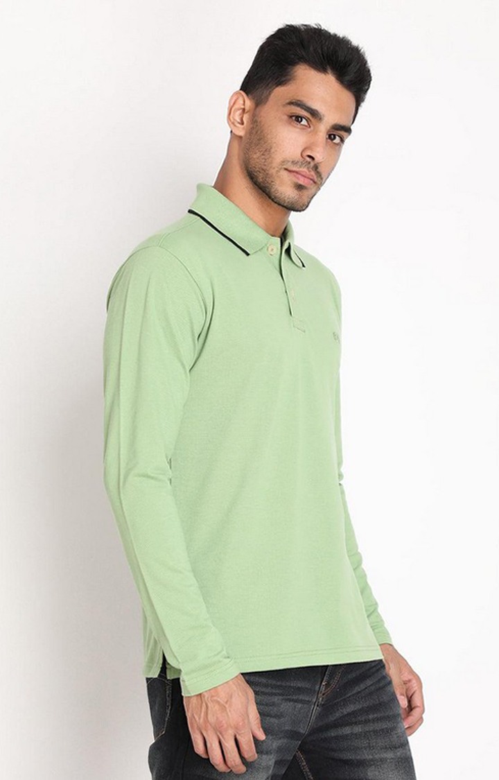 Men's Green Solid Polycotton Polo T-Shirt