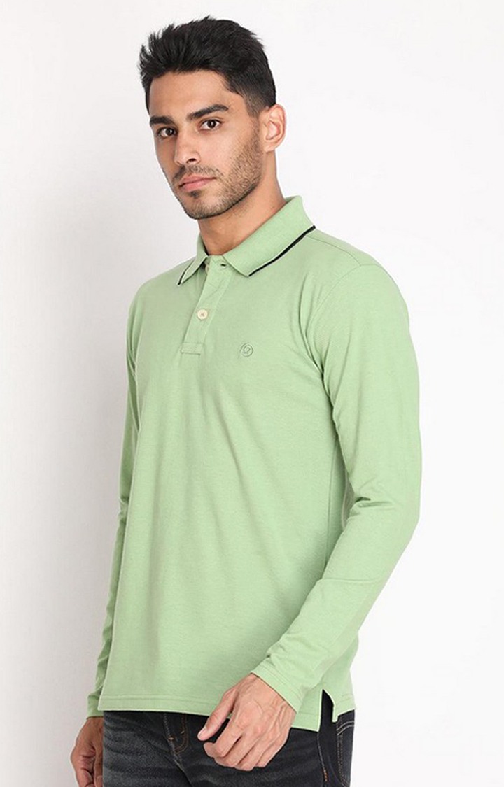 Men's Green Solid Polycotton Polo T-Shirt