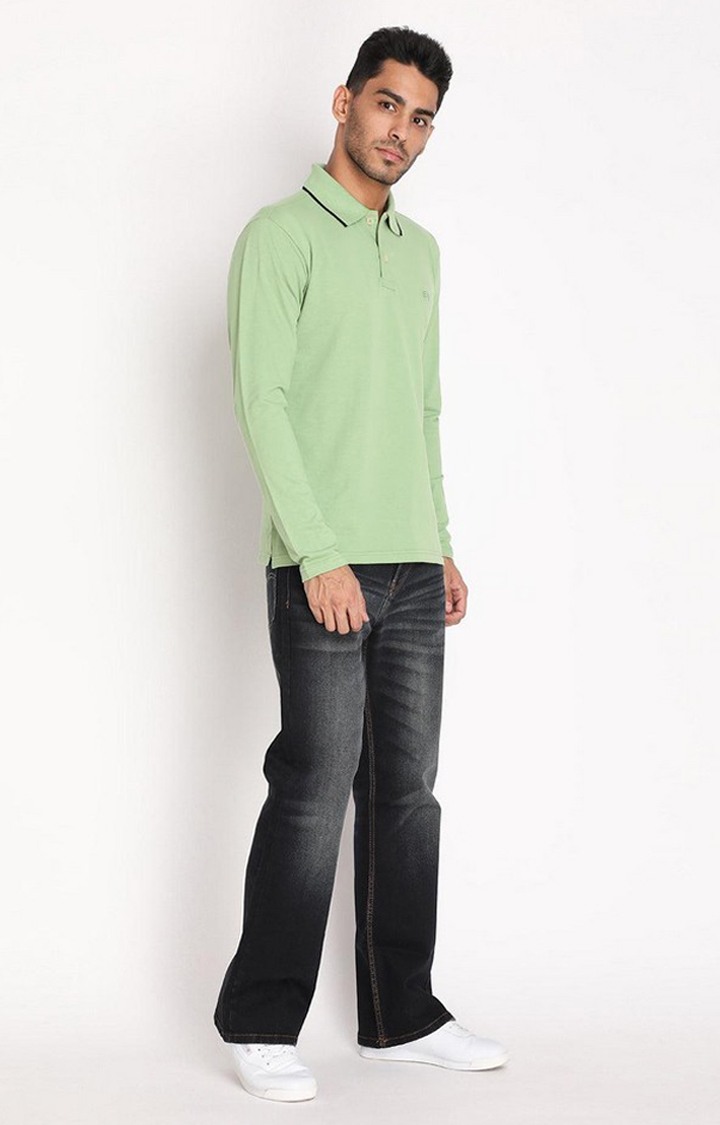 Men's Green Solid Polycotton Polo T-Shirt