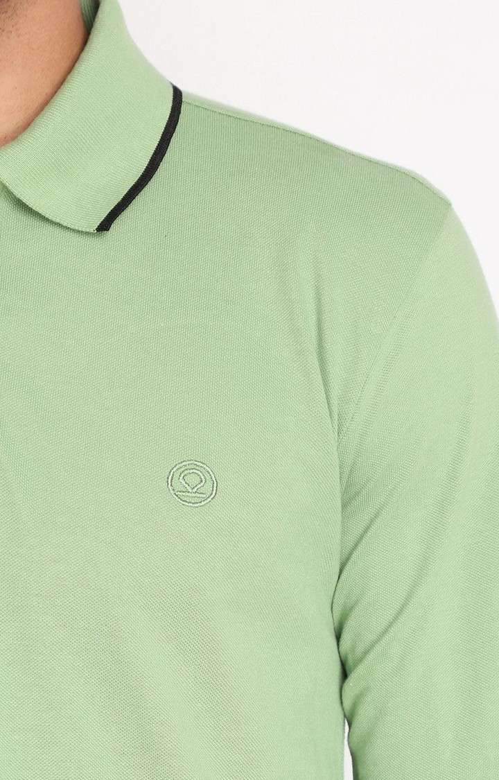 Men's Green Solid Polycotton Polo T-Shirt