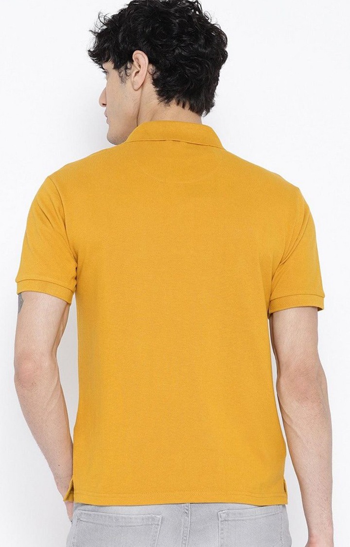 Men's Yellow Solid Polycotton Polo T-Shirt