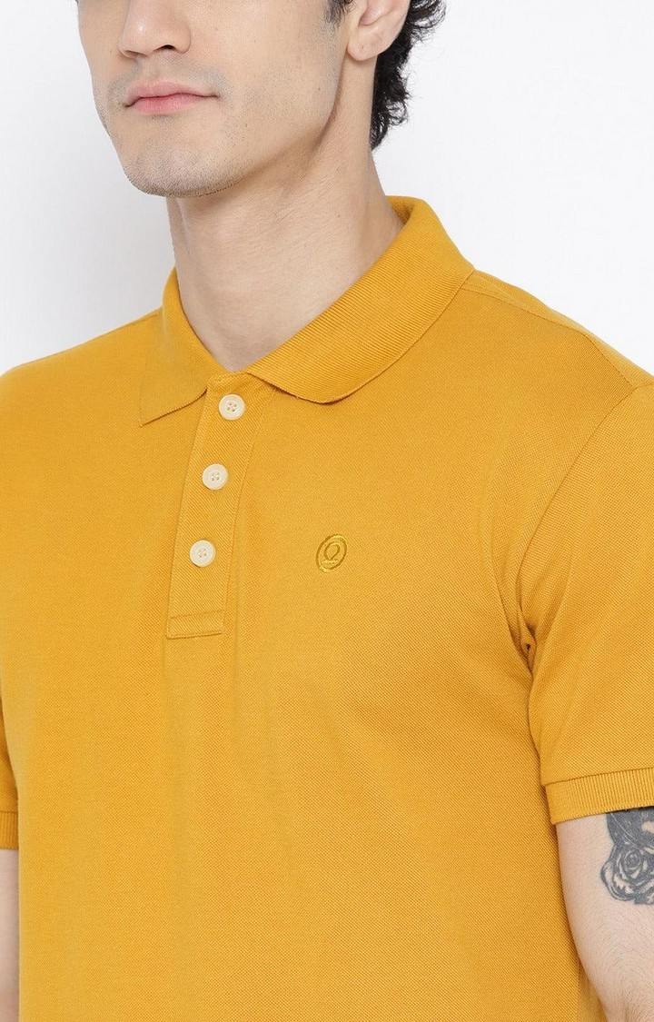 Men's Yellow Solid Polycotton Polo T-Shirt