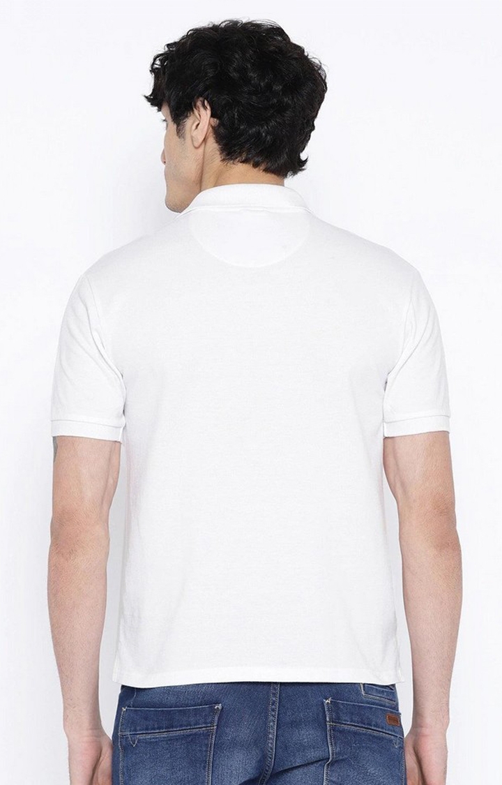 Men's White Solid Polycotton Polo T-Shirt