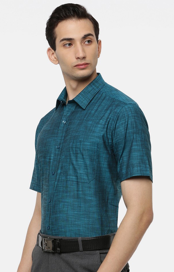 Ramraj Cotton | Green Solid Formal Shirts 1