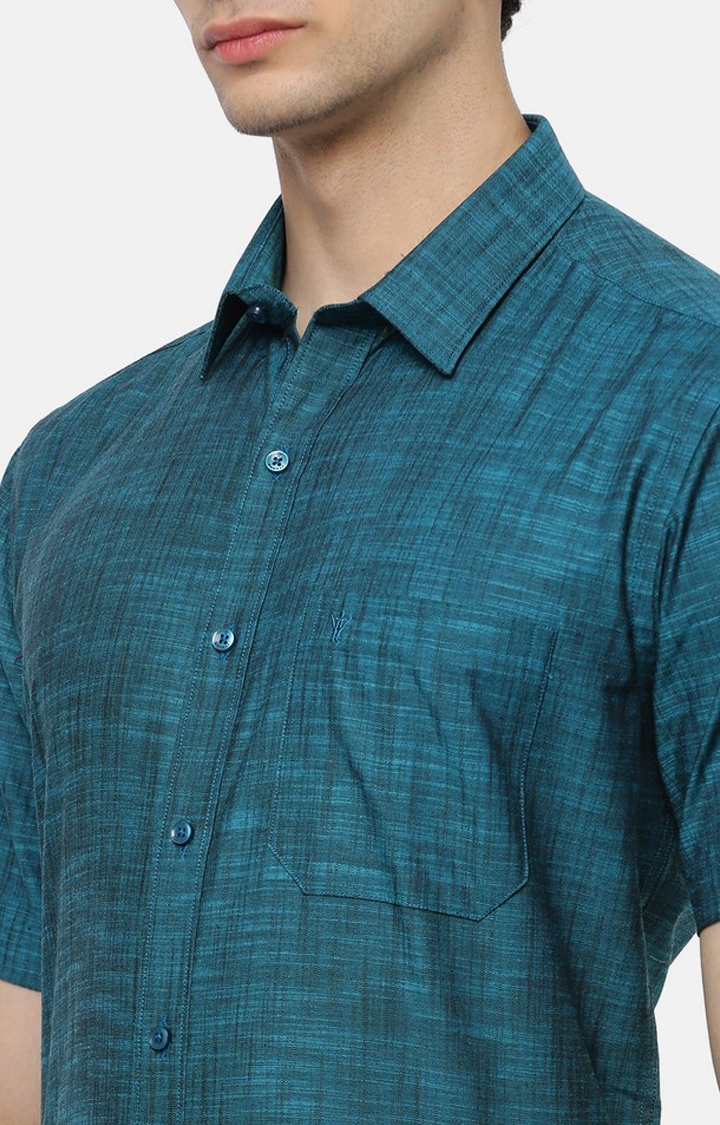 Ramraj Cotton | Green Solid Formal Shirts 4