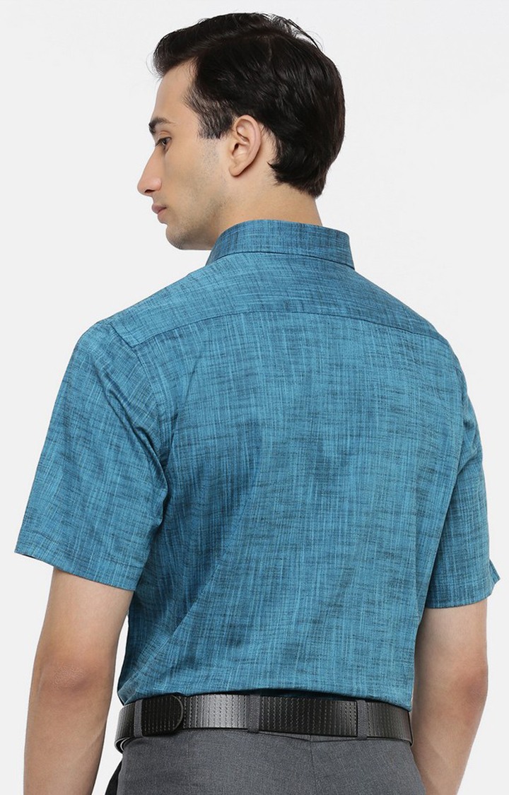 Blue Solid Formal Shirts