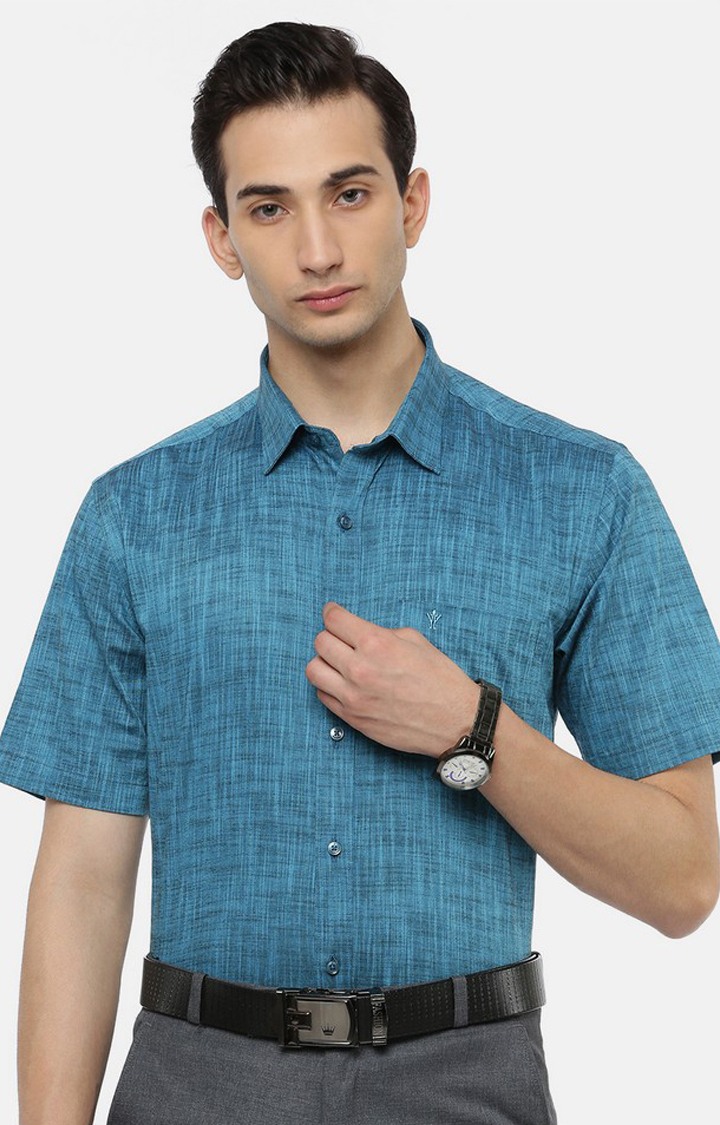 Blue Solid Formal Shirts