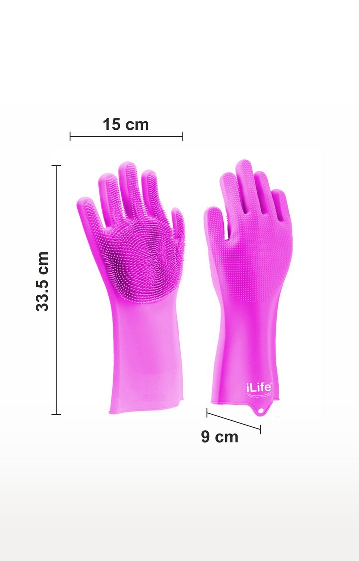 iLife | iLife Scrub Glove Thick Multi-Use Latex Free Silicon Scrubber Gloves 1 Pair (Pink) 2