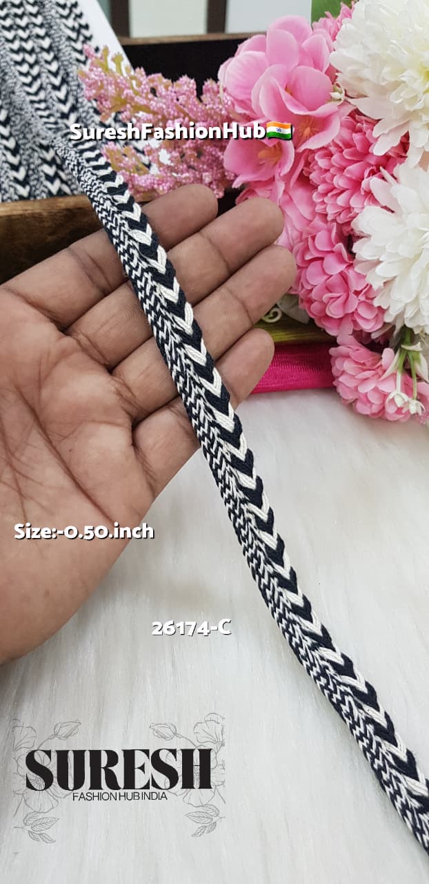 Product Name: Elegant Jute Chotli Lace – Offwhite + Black*26174-C
