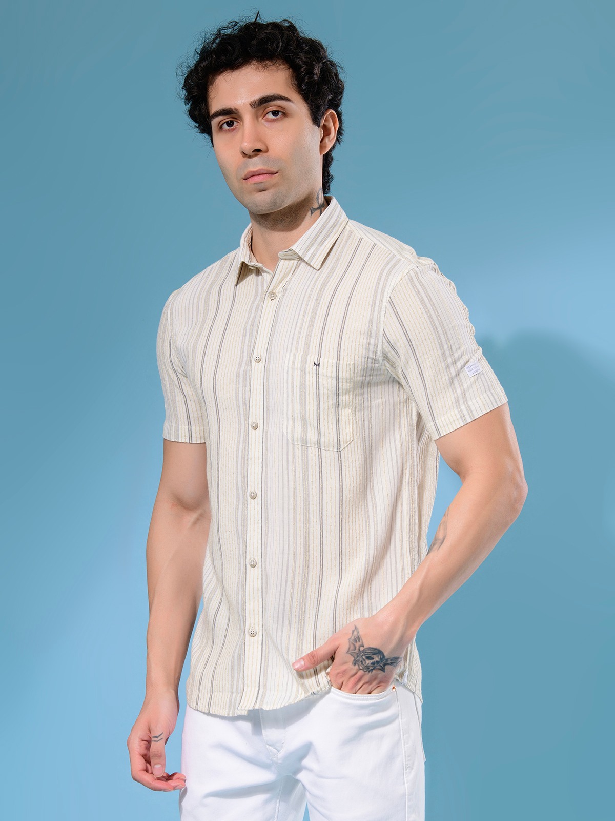 ALBION MENS MOF CREAM SHIRT