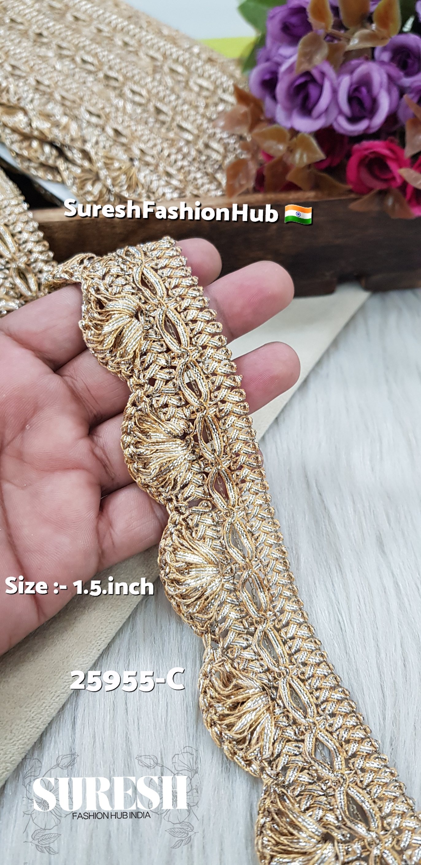 25955-C Two Tone Jhalar Gota Pankha Lace – 1 Inch