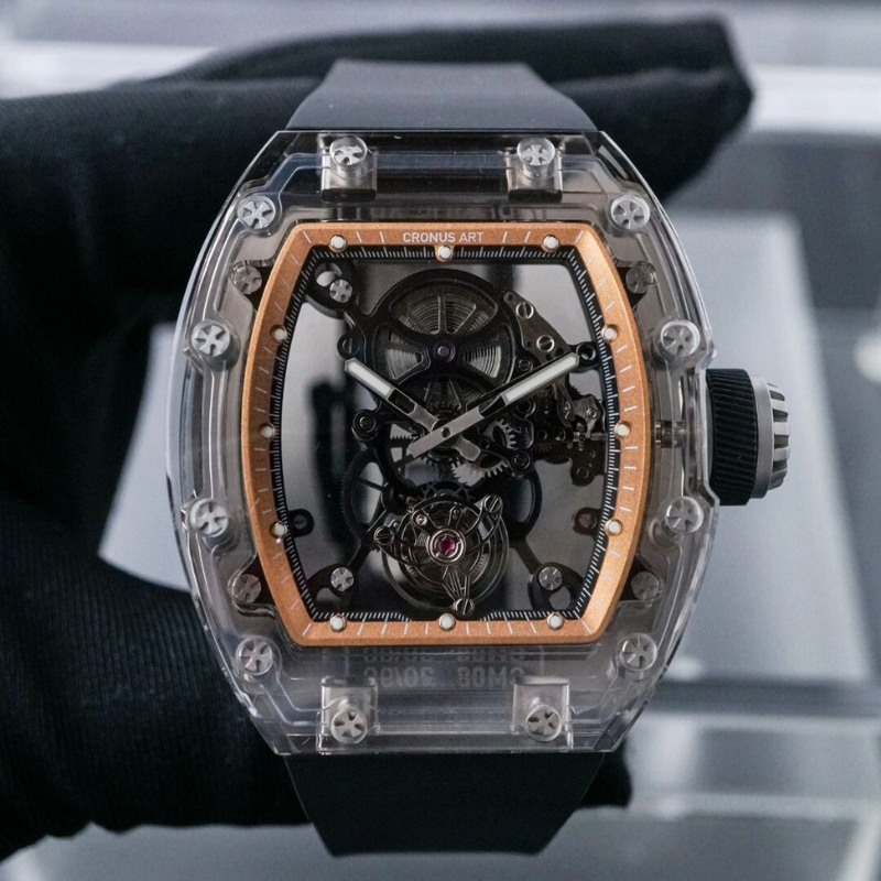 CM08-029 Men's Crystal Case Tourbillon Watch 42mm