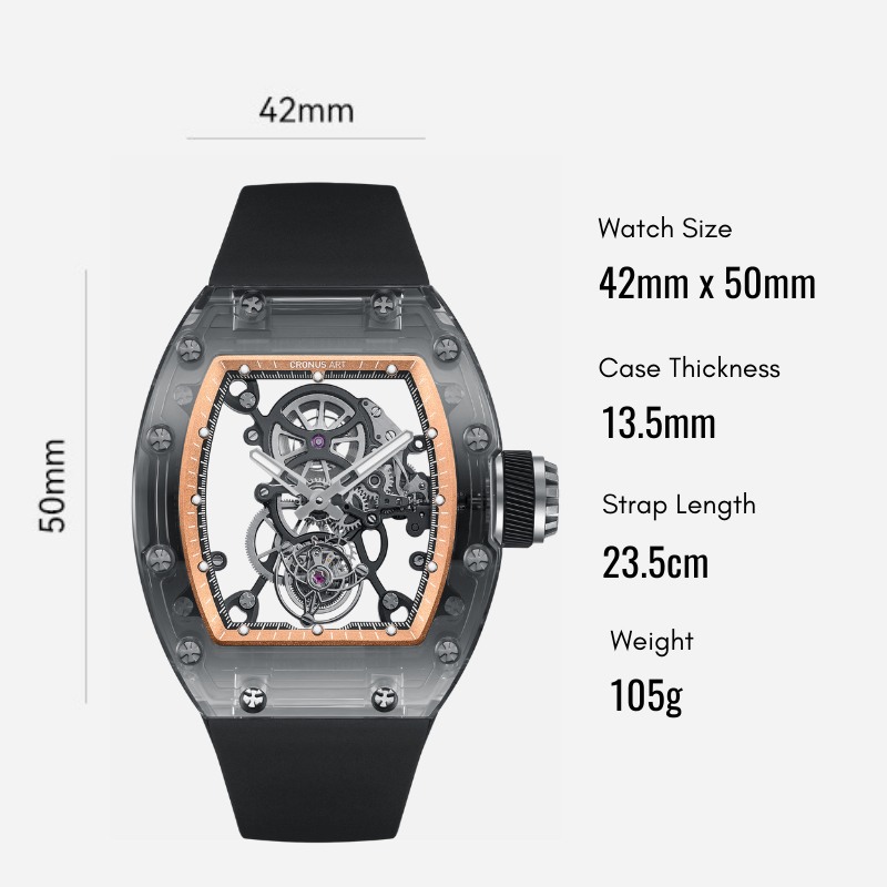 CM08-029 Men's Crystal Case Tourbillon Watch 42mm