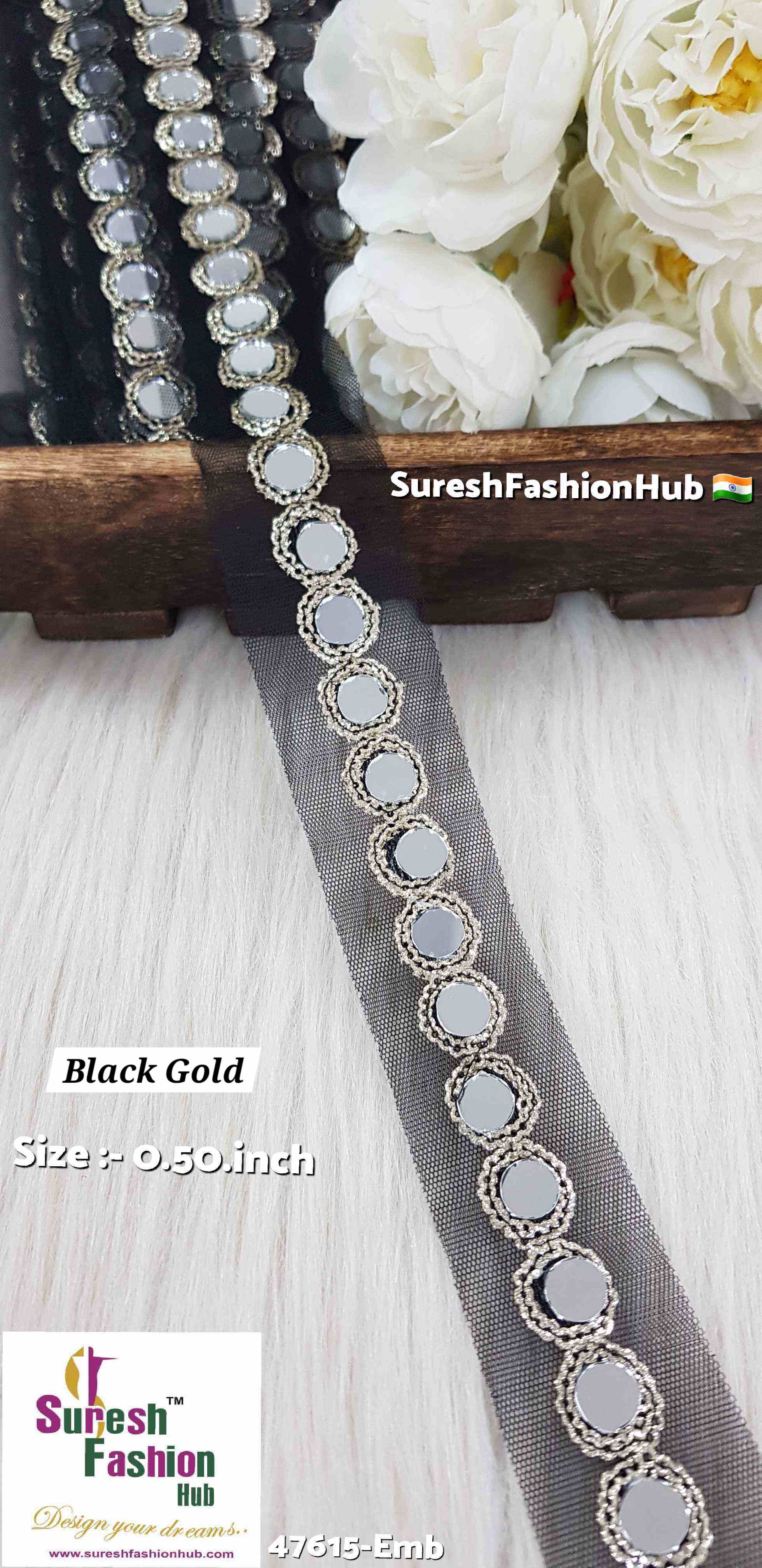 Black Gold Sequin Mirror Lace