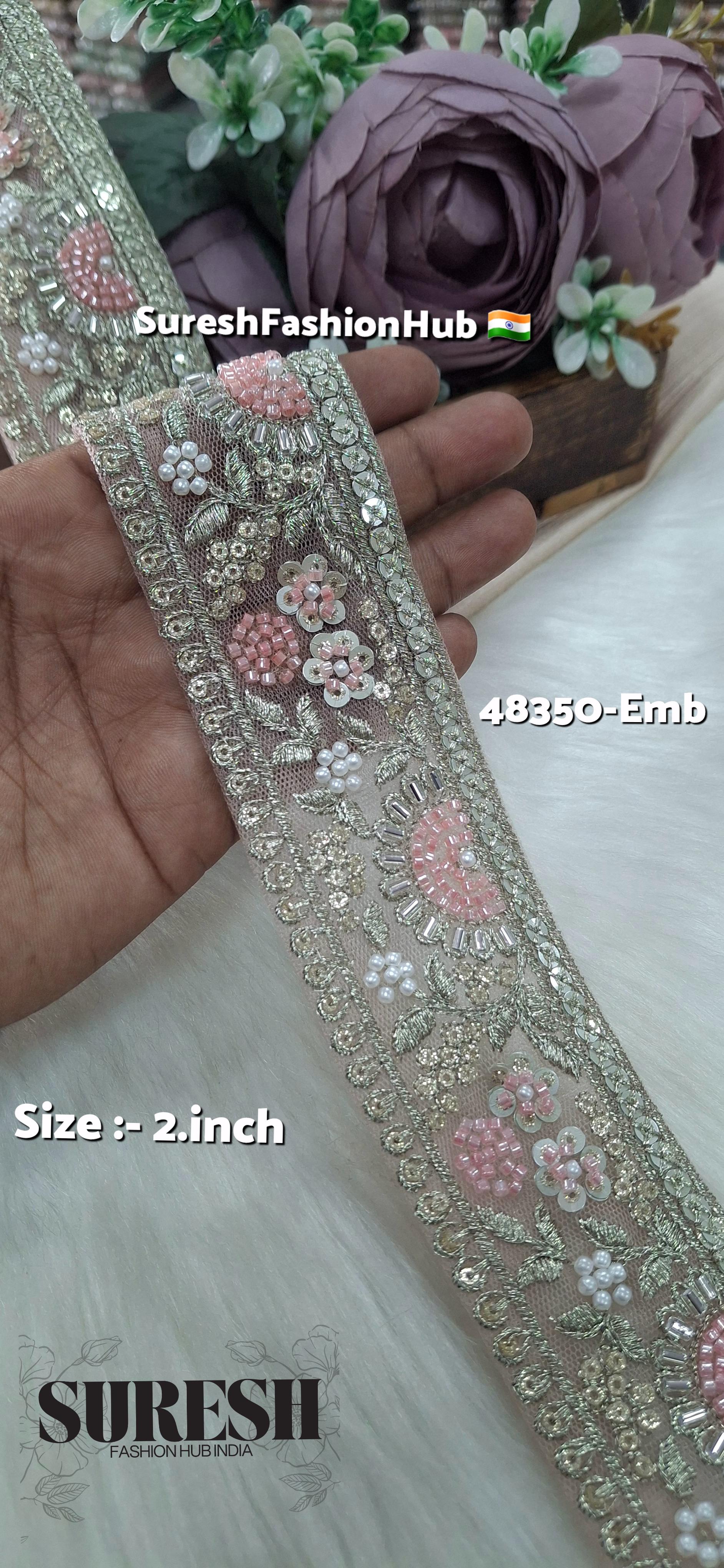 PearlGlow Floral Net Embroidered Lace