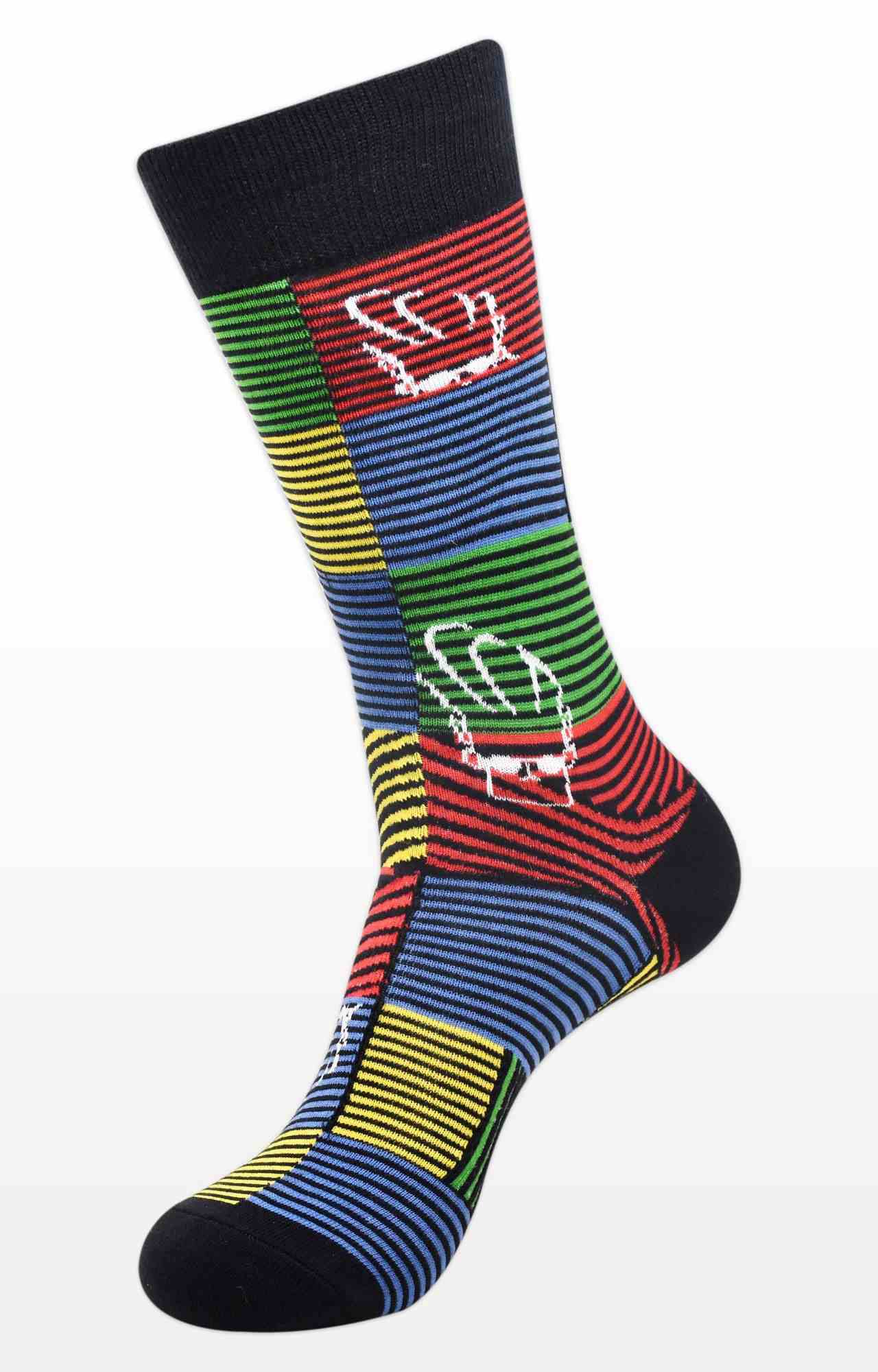 Black Printed Socks (Pack of 3)