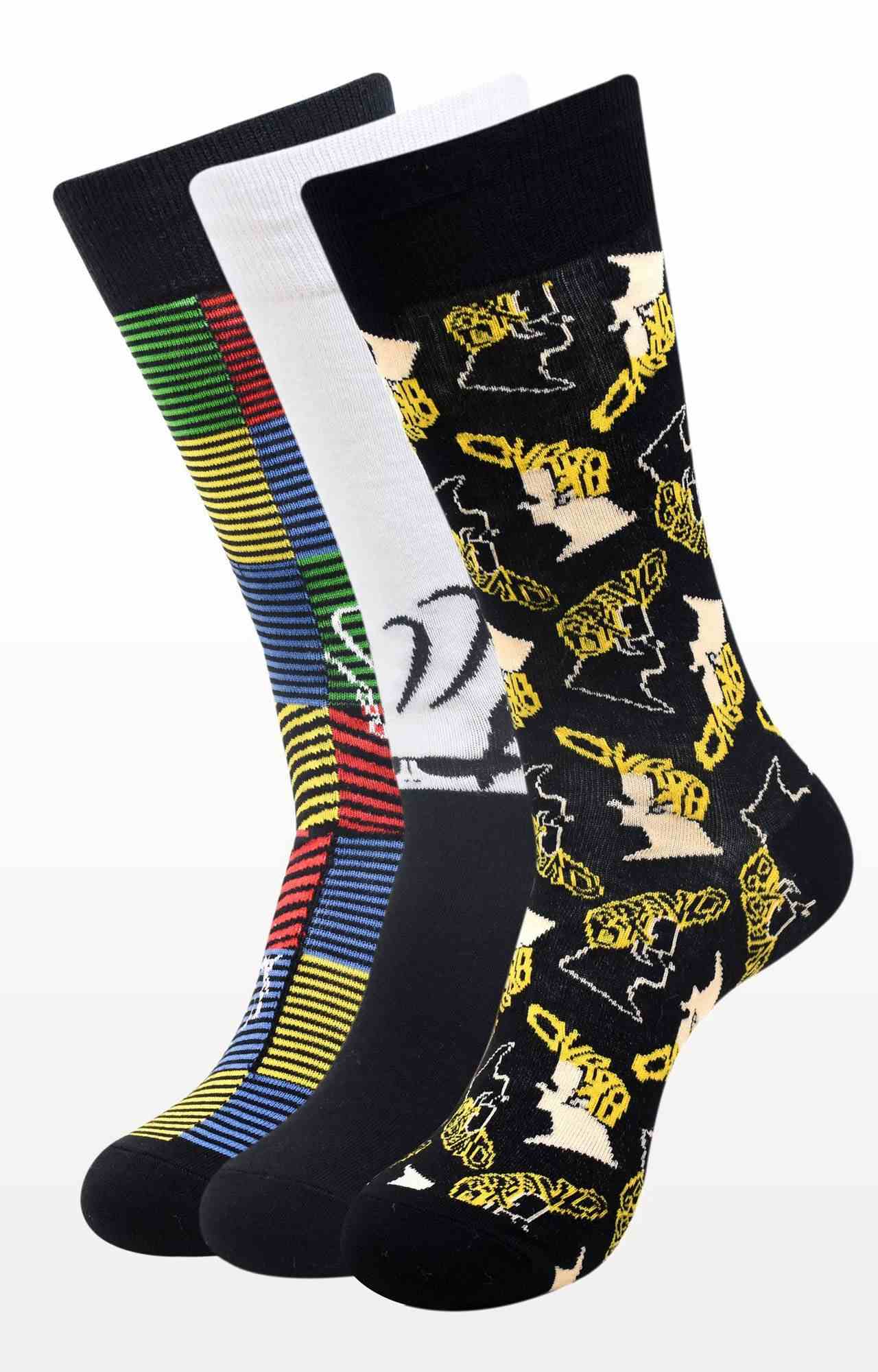 Black Printed Socks (Pack of 3)