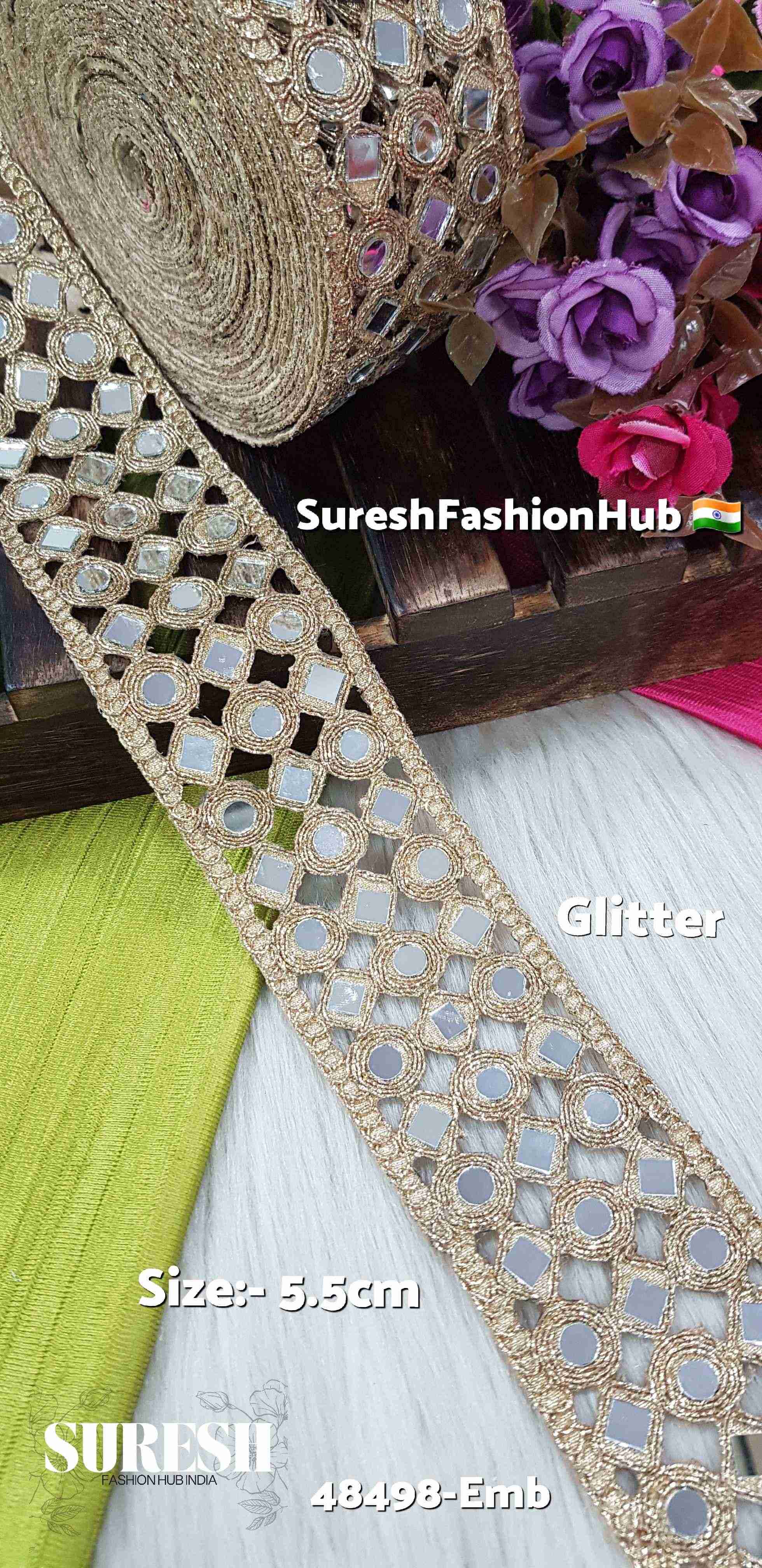 Glitter DualGlow Cutwork Mirror Lace – 48498-Emb