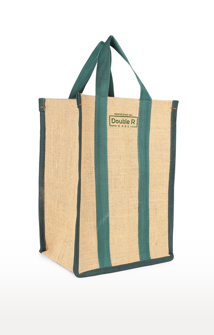 DOUBLE R BAGS | Double R Bags Jute Shopping/Grocery/Lunch Bag For Men And Women (Green) Pack Of 2 2