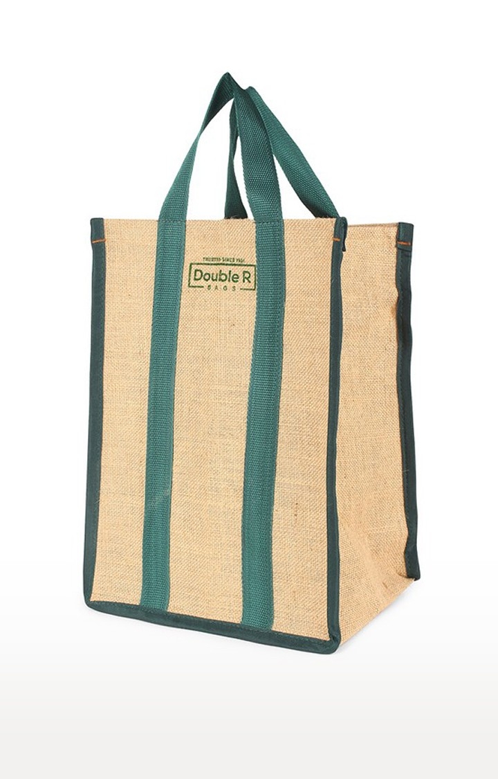 DOUBLE R BAGS | Double R Bags Jute Shopping/Grocery/Lunch Bag For Men And Women (Green) Pack Of 2 1