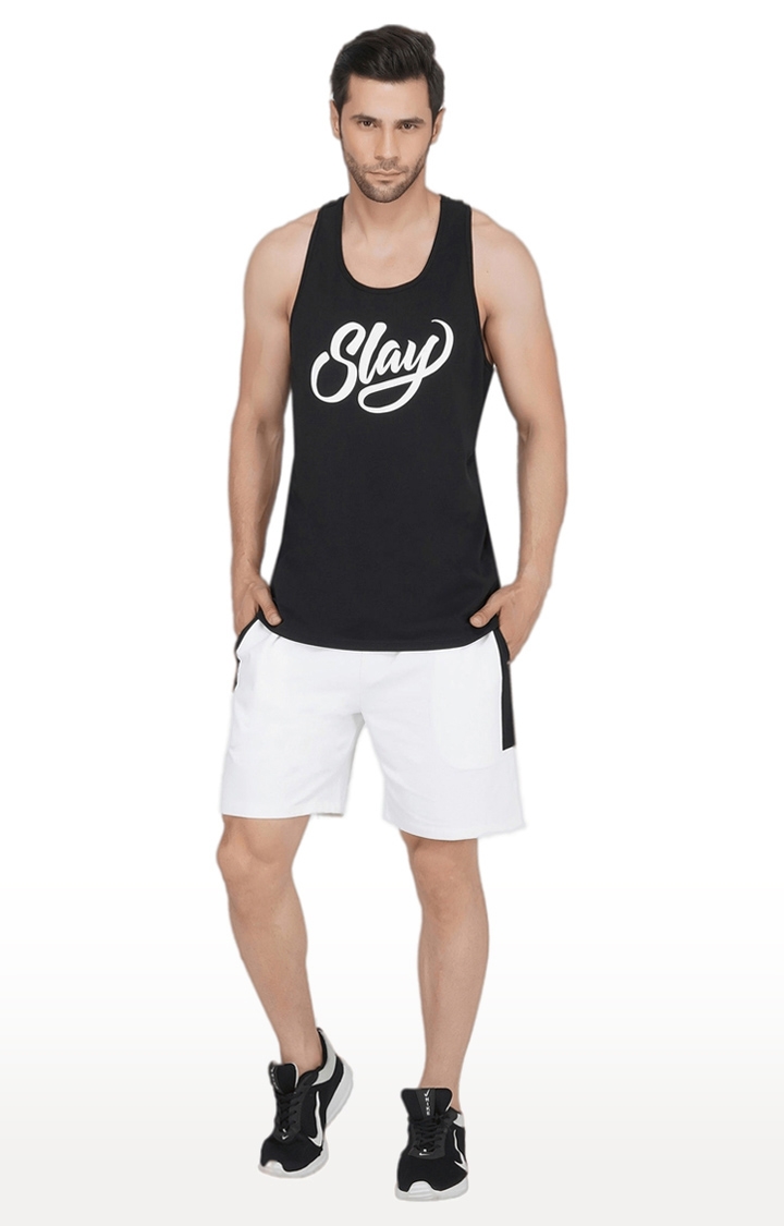 SLAY | Men's White Cotton Soild Activewear Shorts